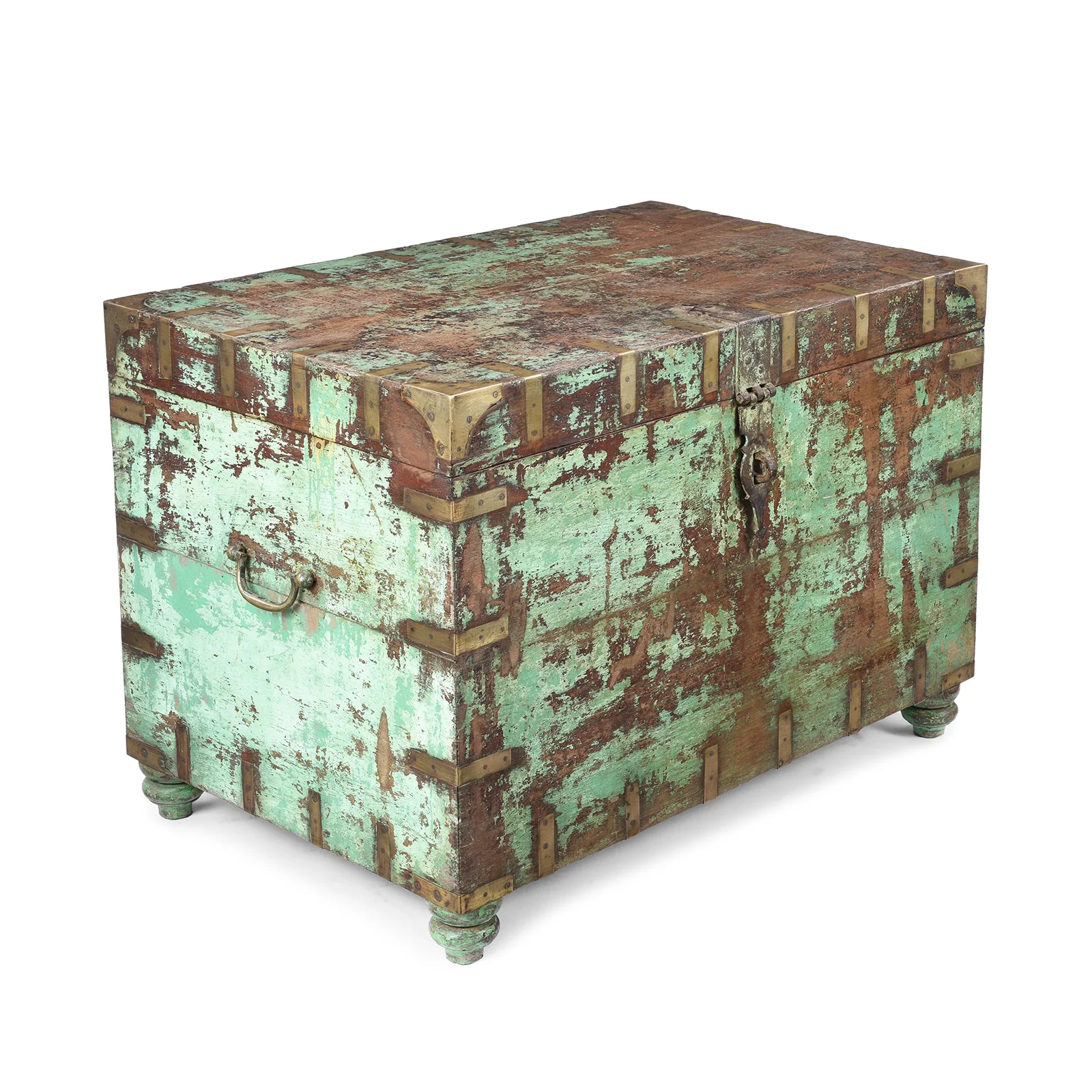 Painted Brass Bound Indian Military Chest - 19th Century - Image 4