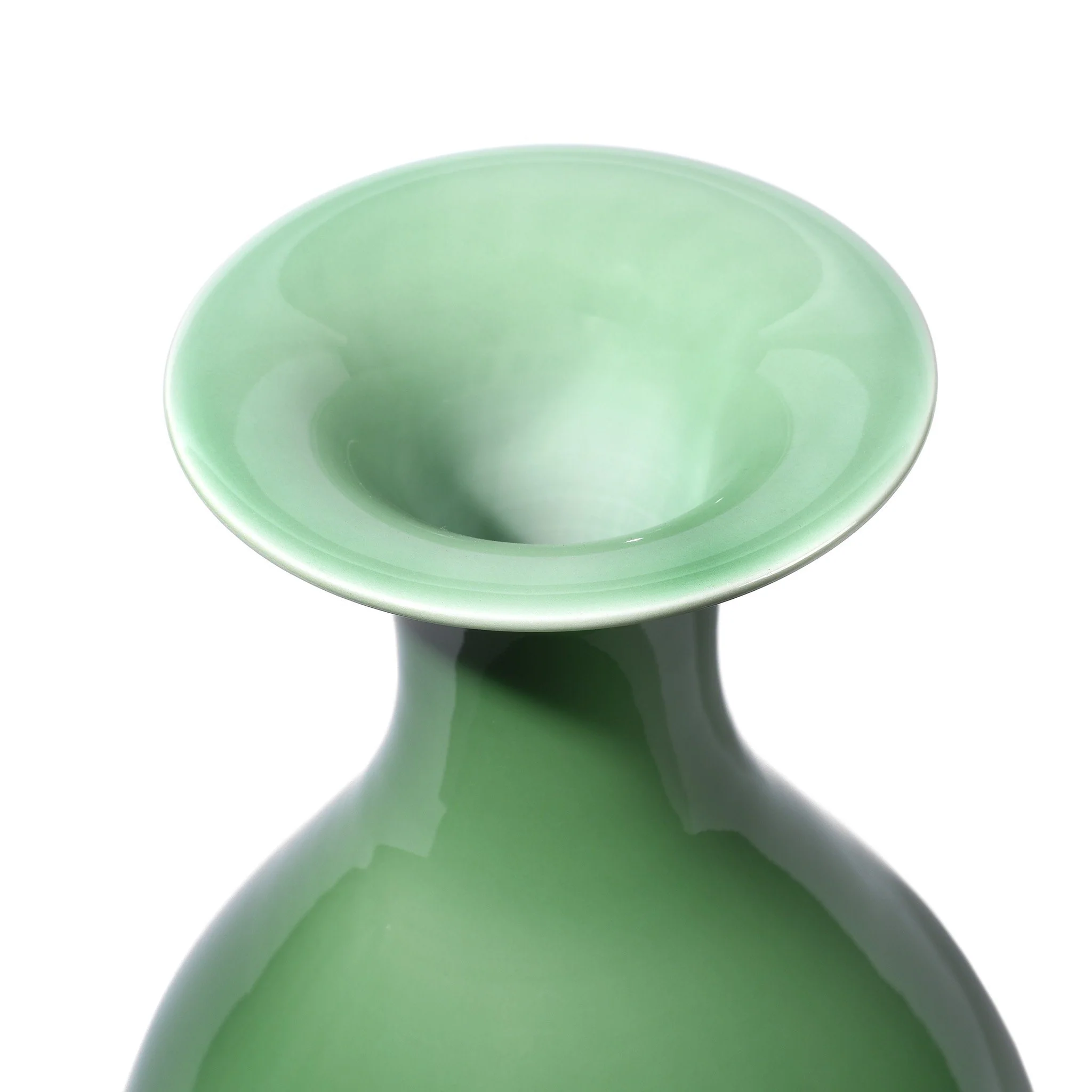 Green Celadon Tall Trumpet Mouth Flower Vase - Image 2