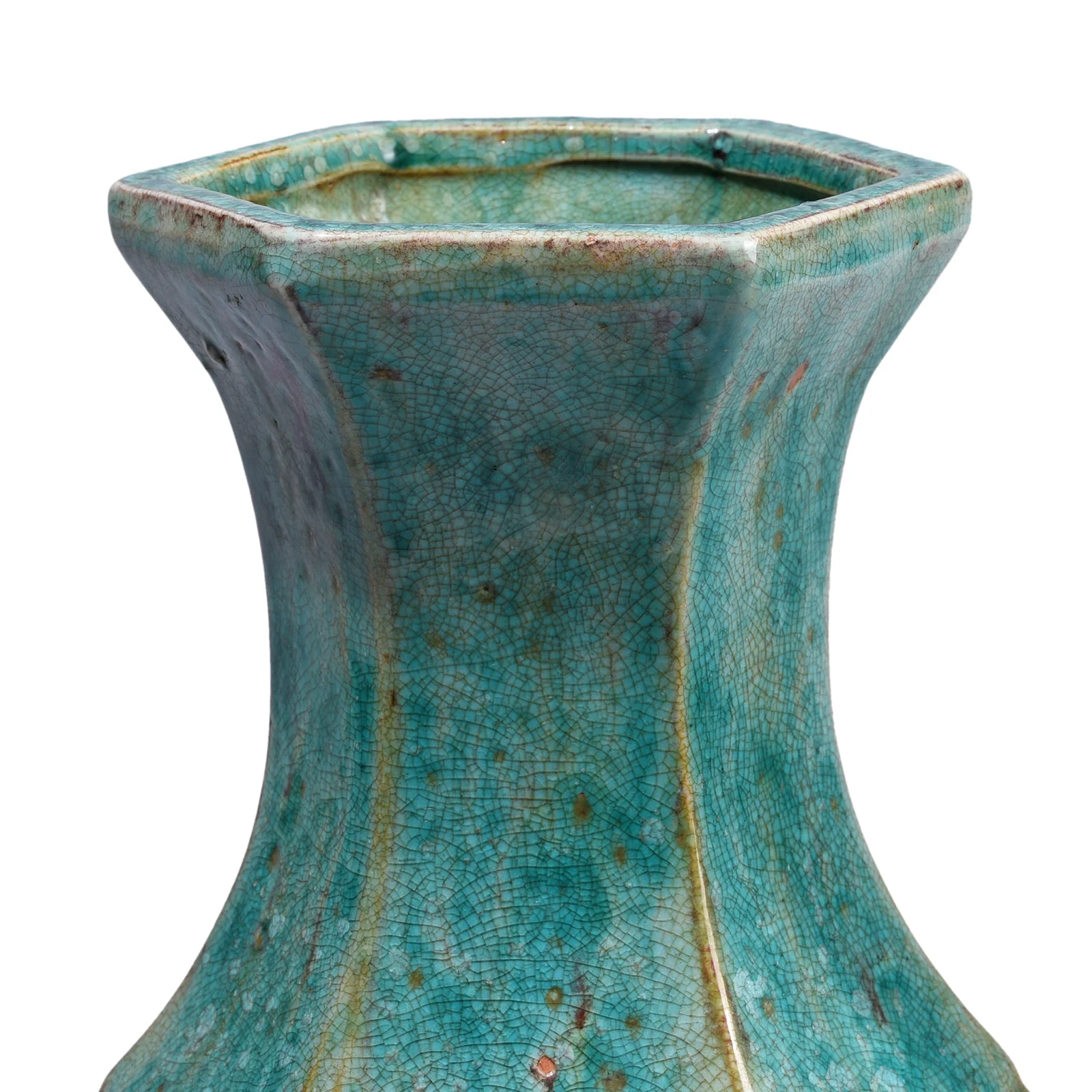 Green Copper Glazed Facetted Vase - Image 2