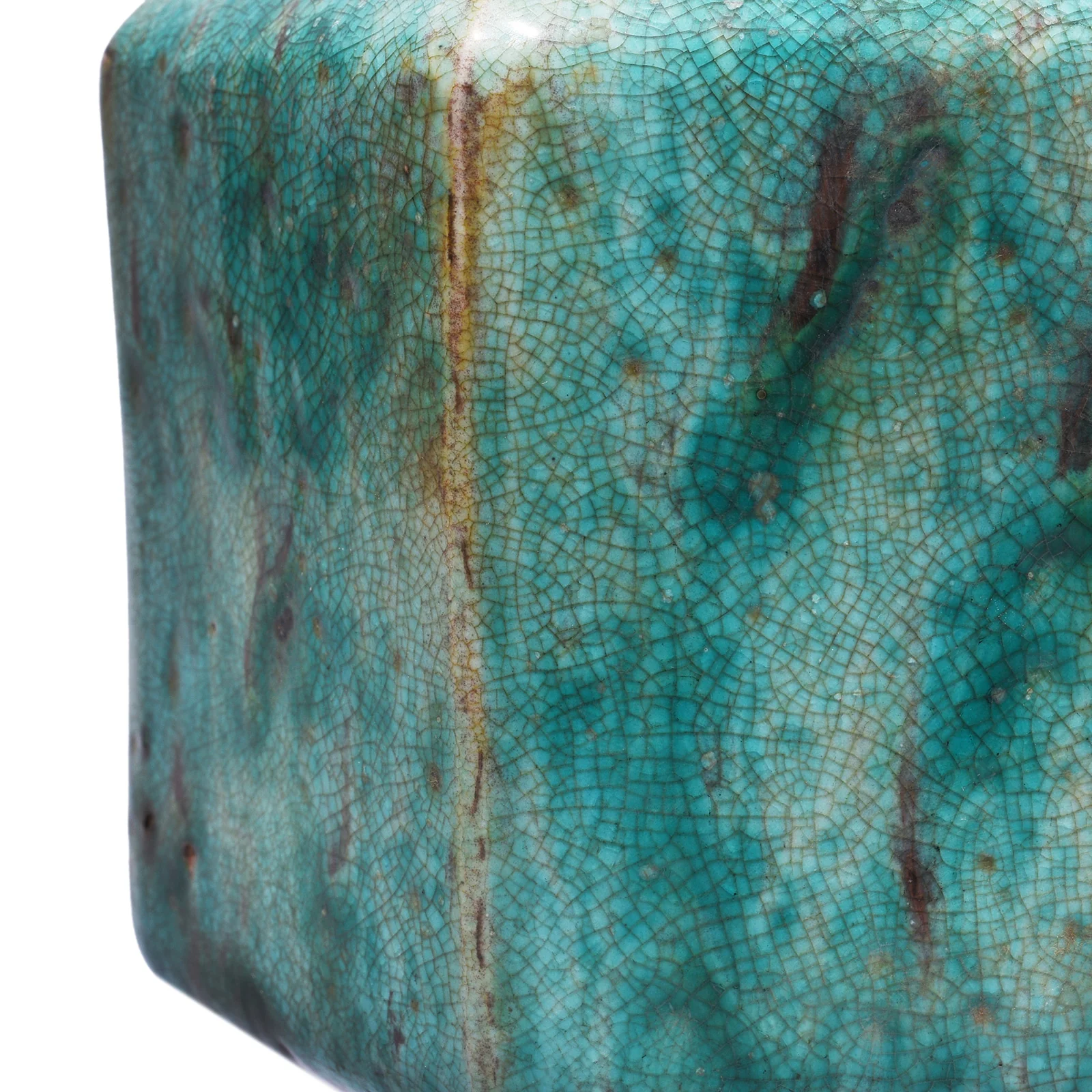 Green Copper Glazed Facetted Vase - Image 4