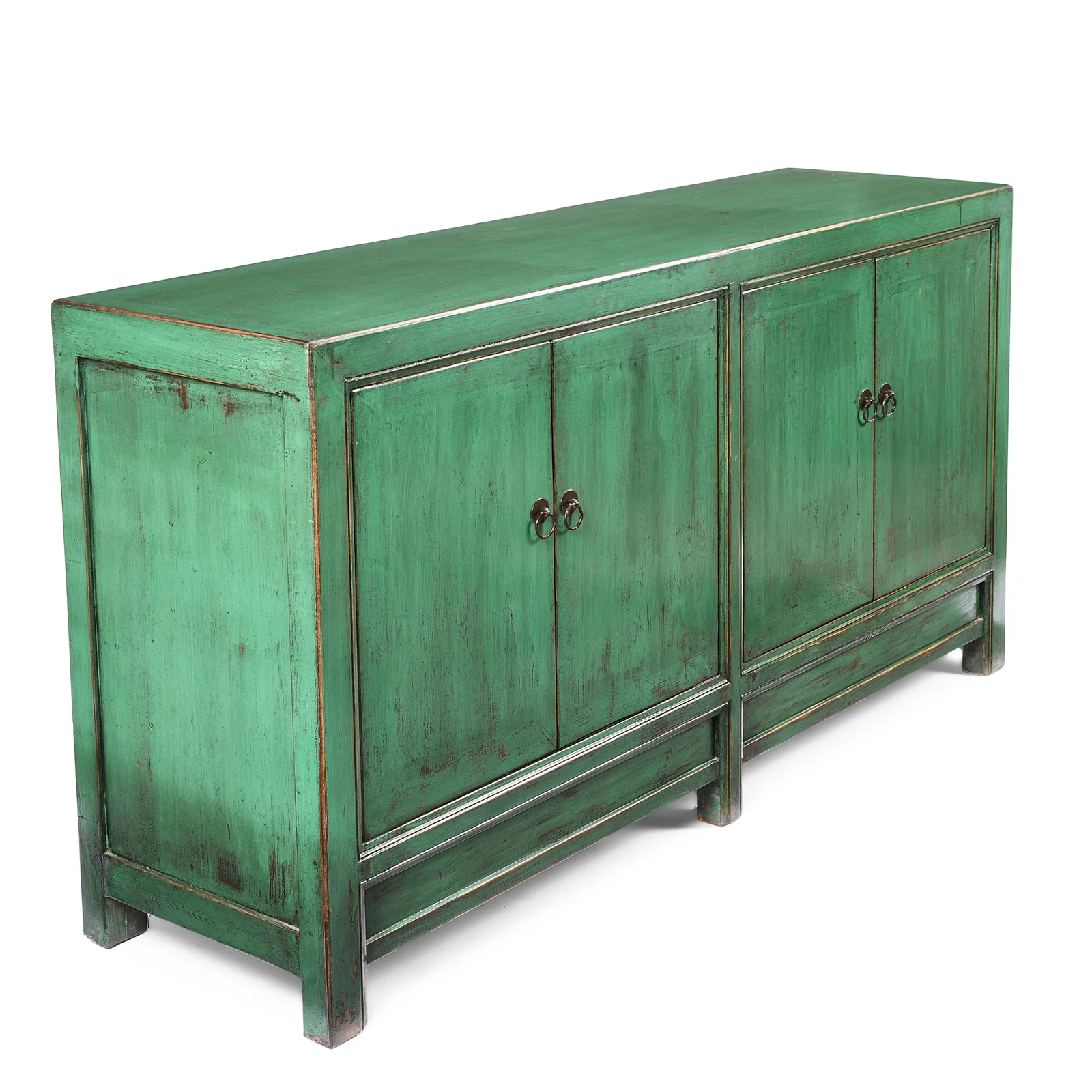 Green Lacquer 4 Door Mongolian Sideboard - Image 3