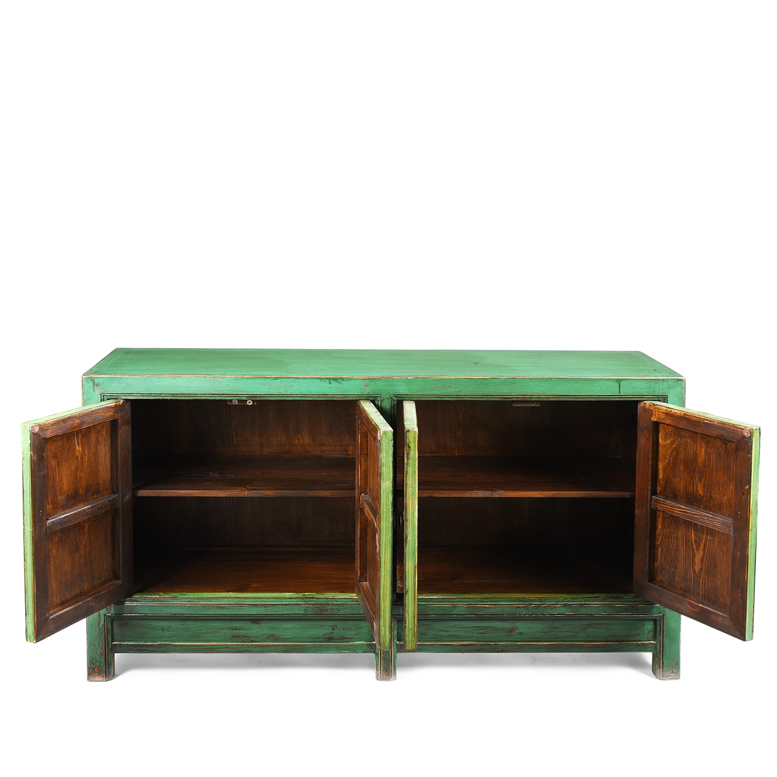 Green Lacquer 4 Door Mongolian Sideboard - Image 4
