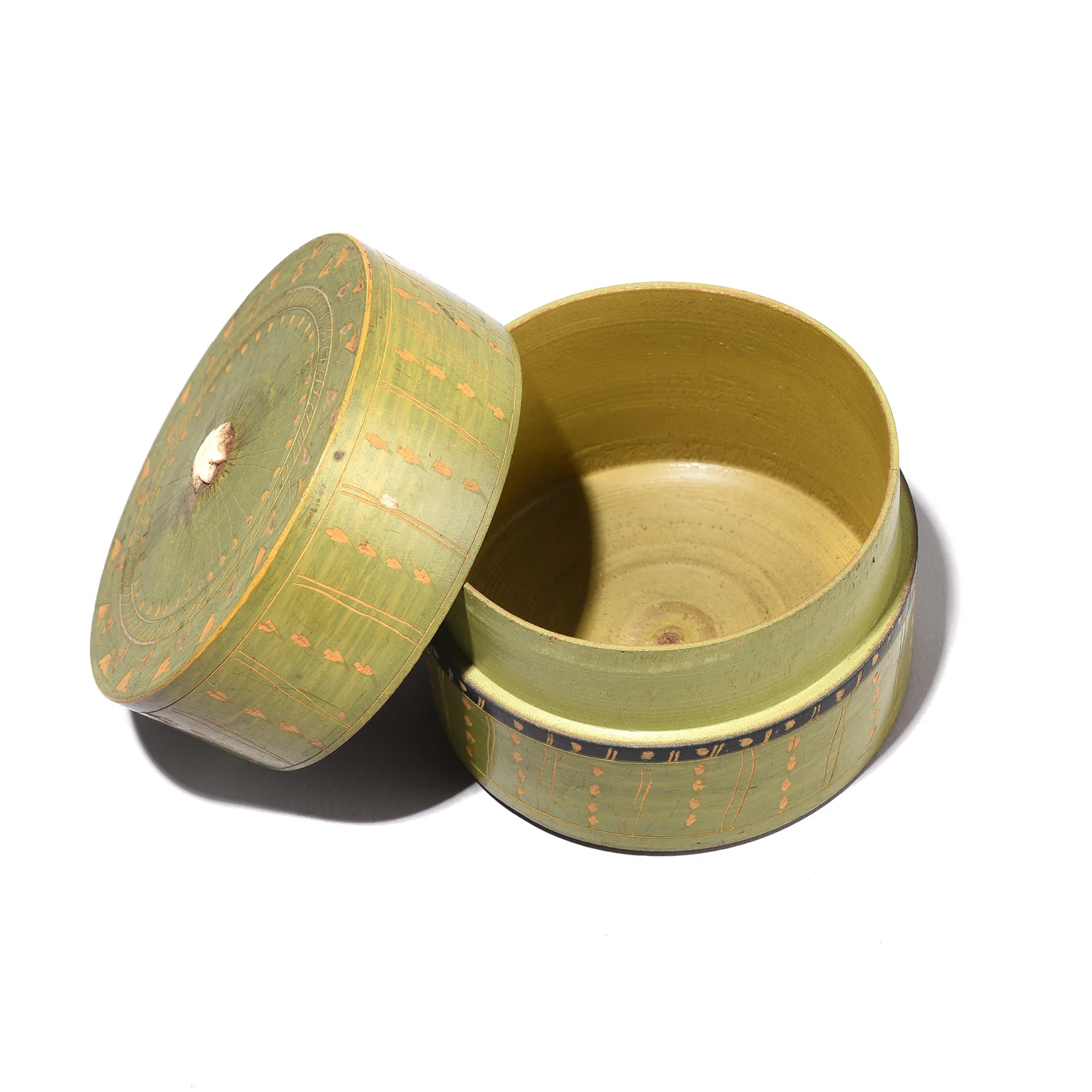Green Lacquer Scratchwork Pot - Ca 1910 - Image 2