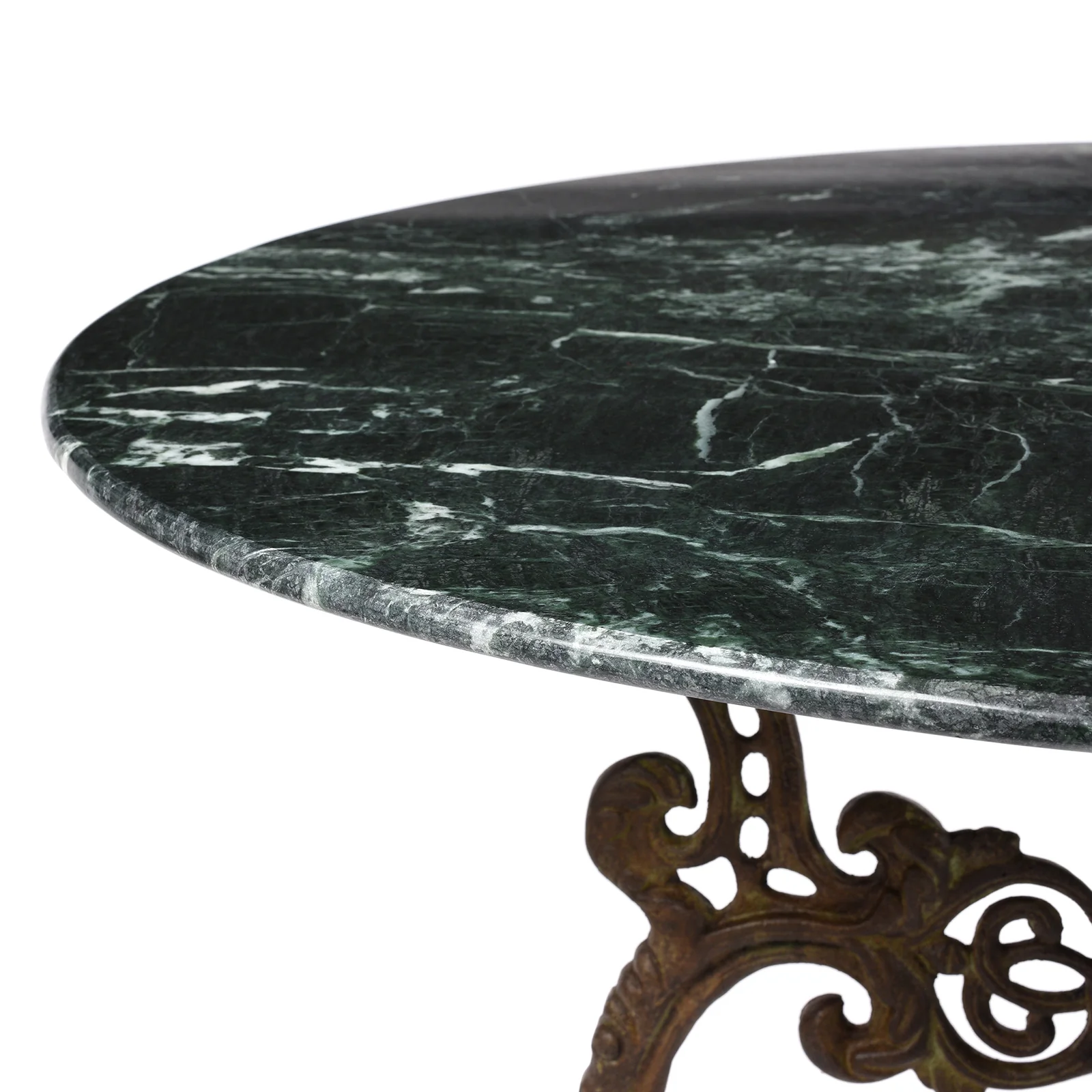 Green Marble Round Table With Cast Iron Base - Image 4