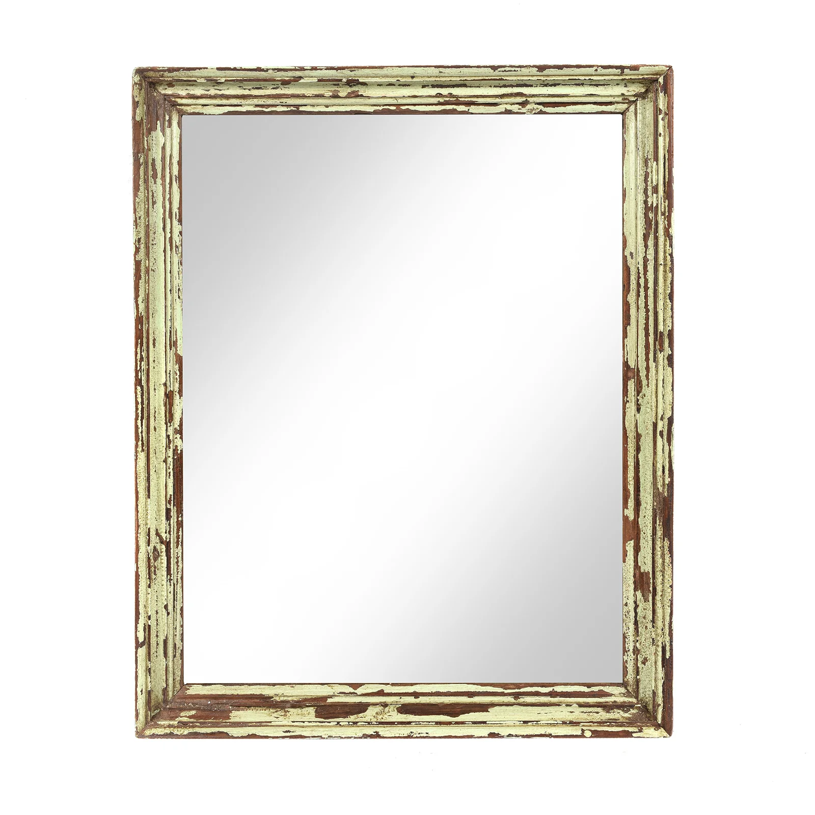 Green Painted Indian Mirror - 19thC (60 x 78 cm)