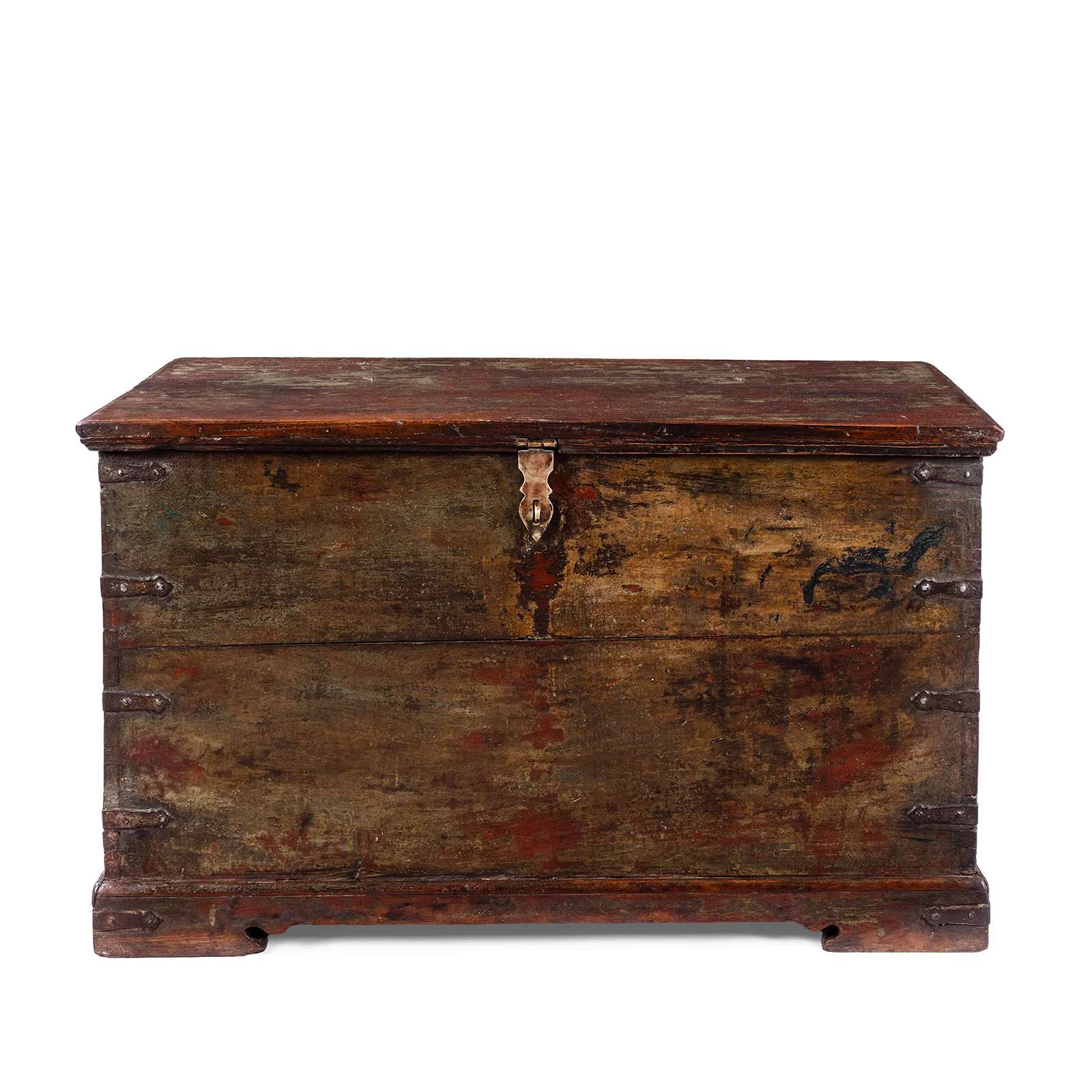 Painted Teak Chest From Gujarat - 19th Century