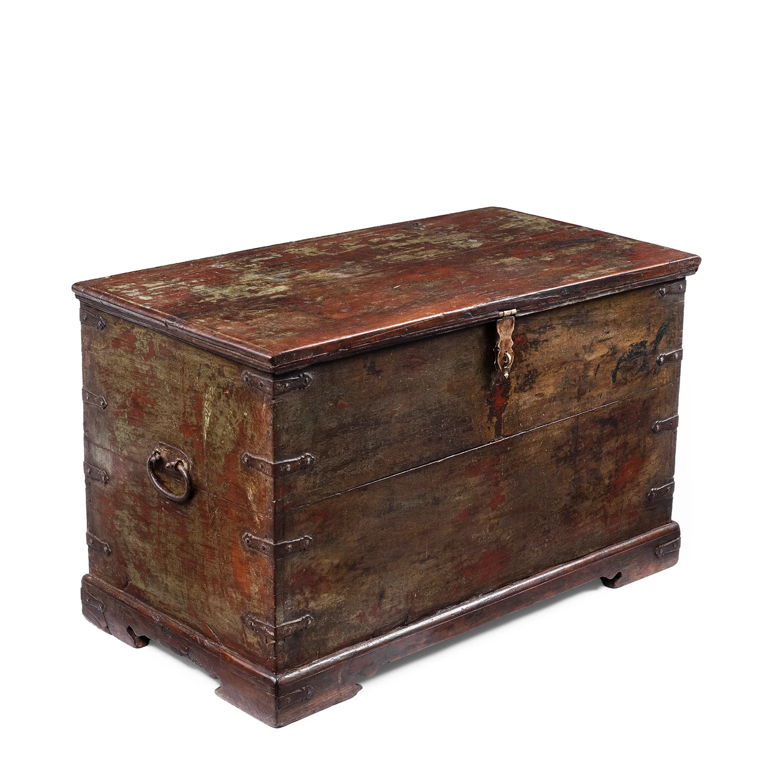 Painted Teak Chest From Gujarat - 19th Century - Image 3