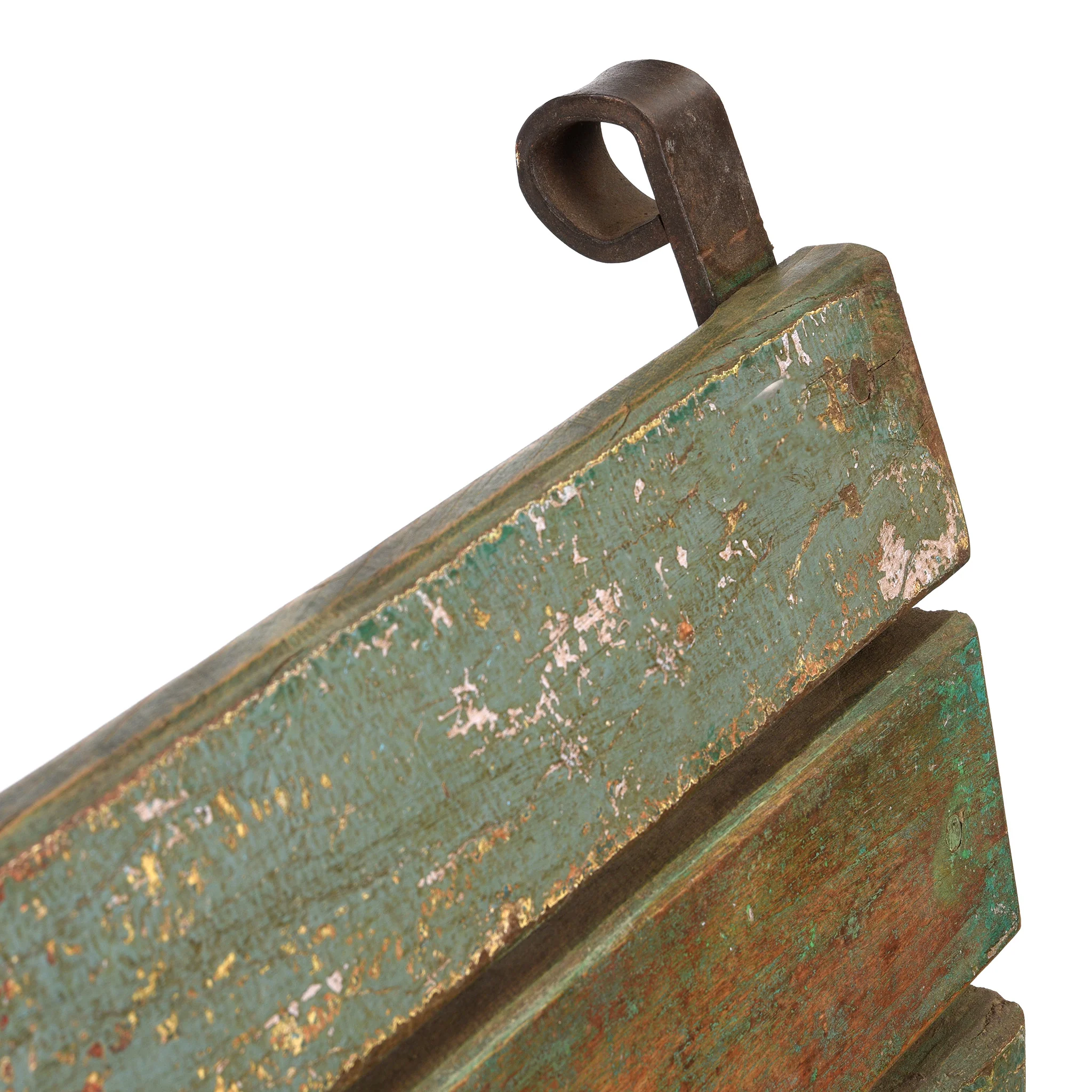 Vintage Green Painted Slatted Teak Bench - Ca 1910 - Image 6