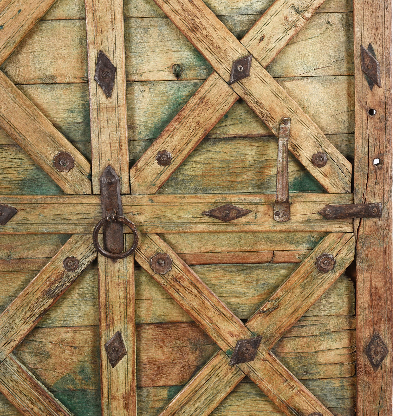 Green Painted Stick Door From Jaisalmer - 19th Century - Image 2