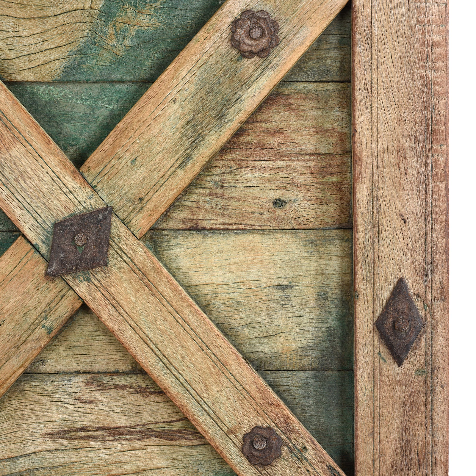 Green Painted Stick Door From Jaisalmer - 19th Century - Image 3