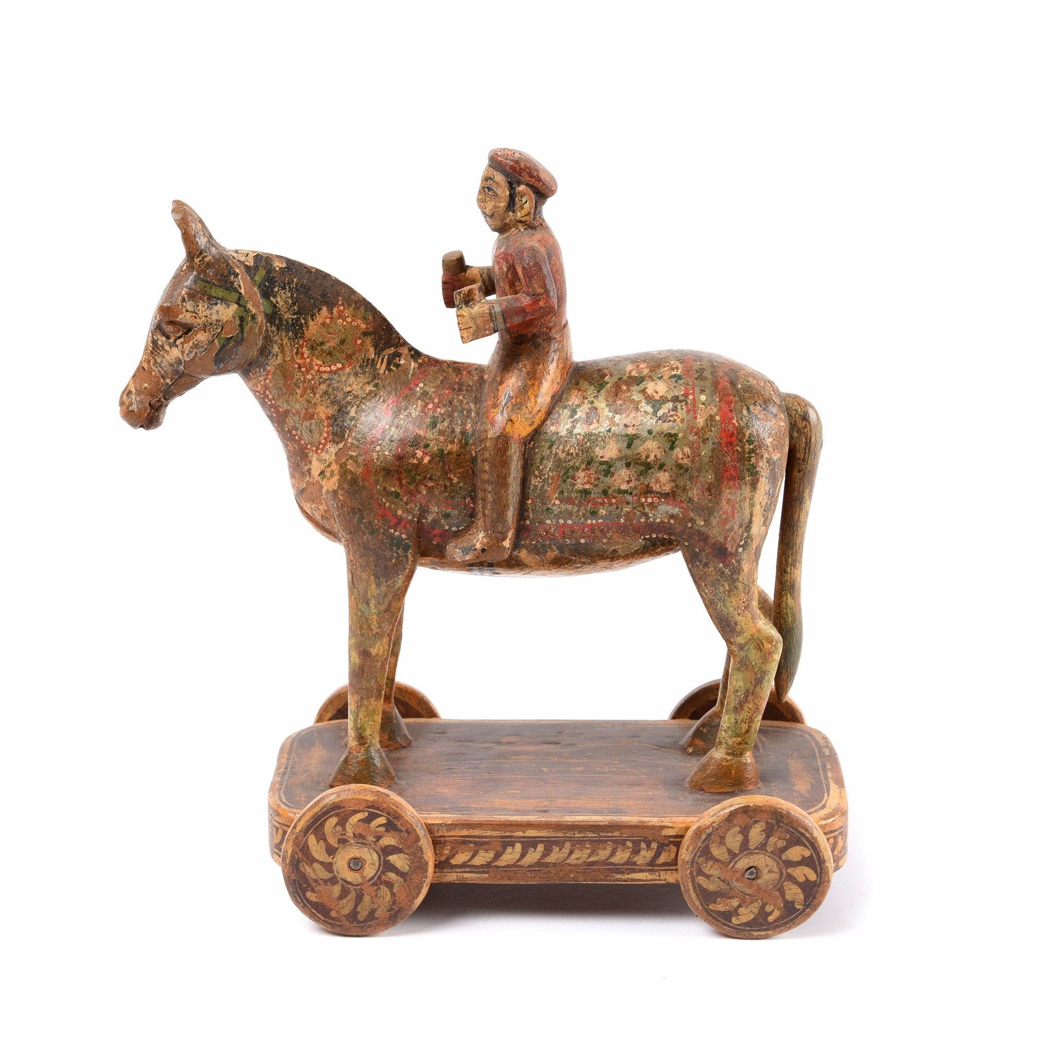 Wooden Painted Horse Wheeltoy - 19thC - Image 3