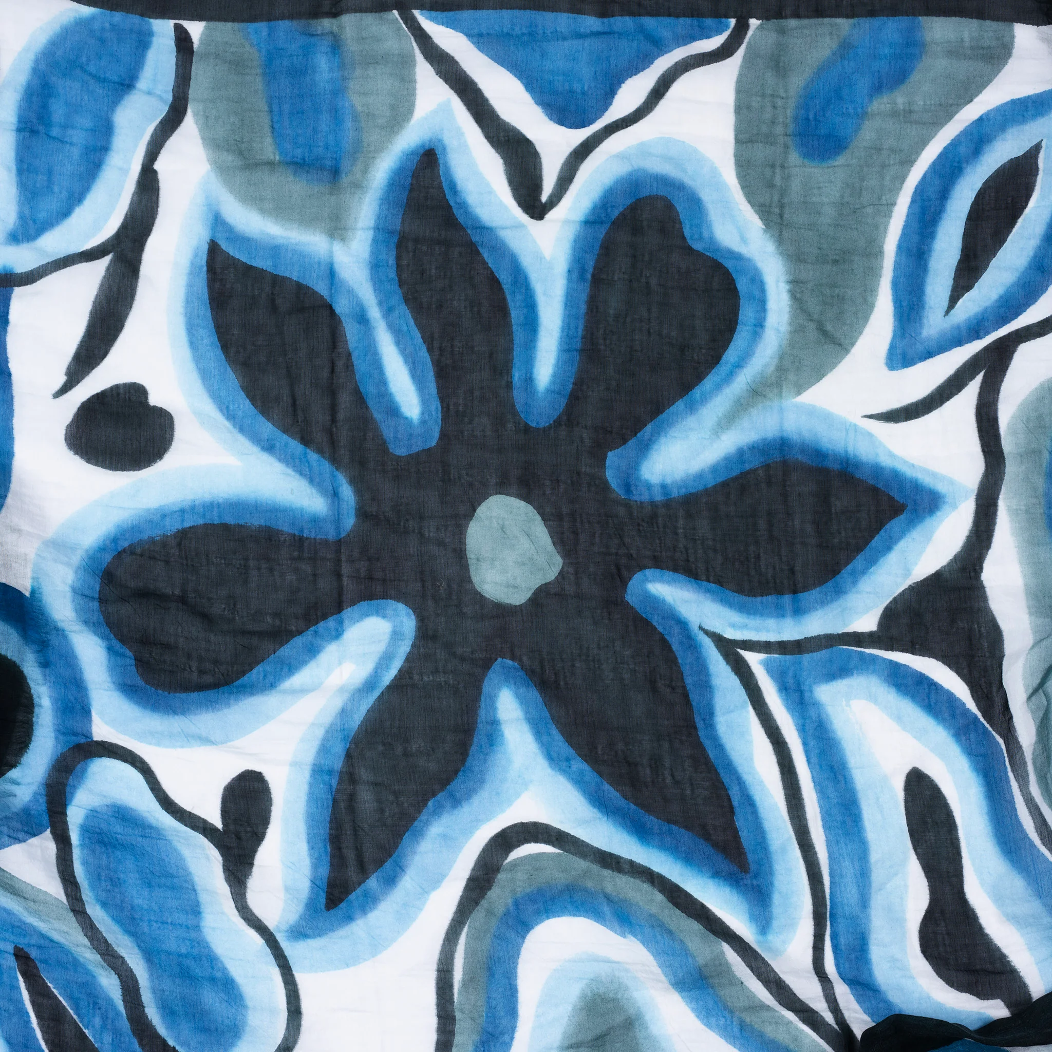 Hand Painted Cotton/Silk Indigo Shawl - Image 3
