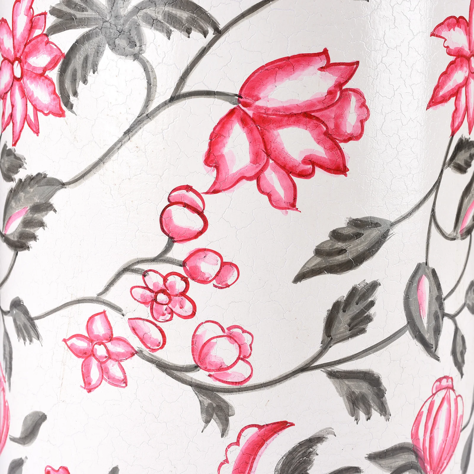 Indian Toleware Tea Caddy Table Lamp - Pink Chintz - Image 5