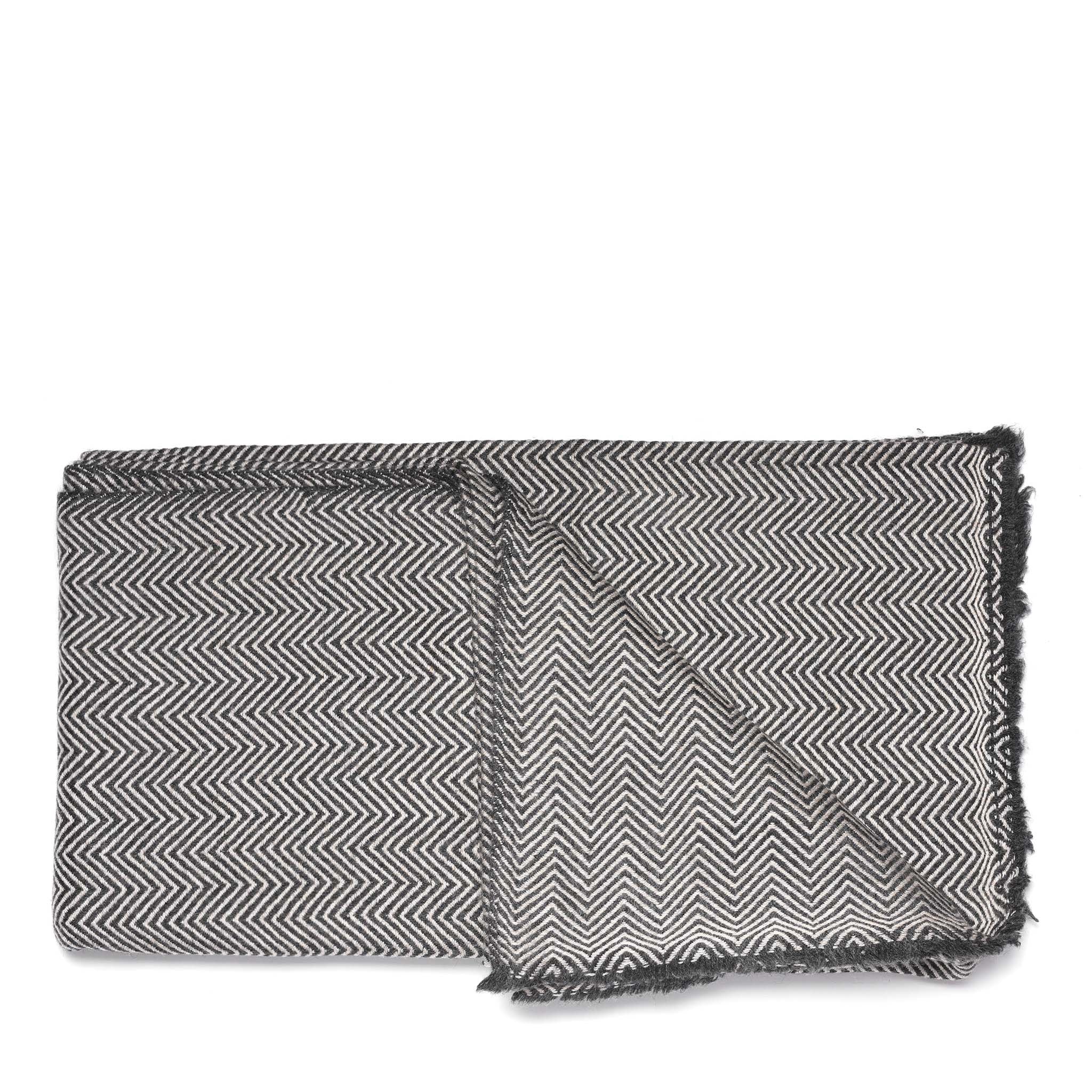Herringbone Wool Throw from Kashmir - Image 2