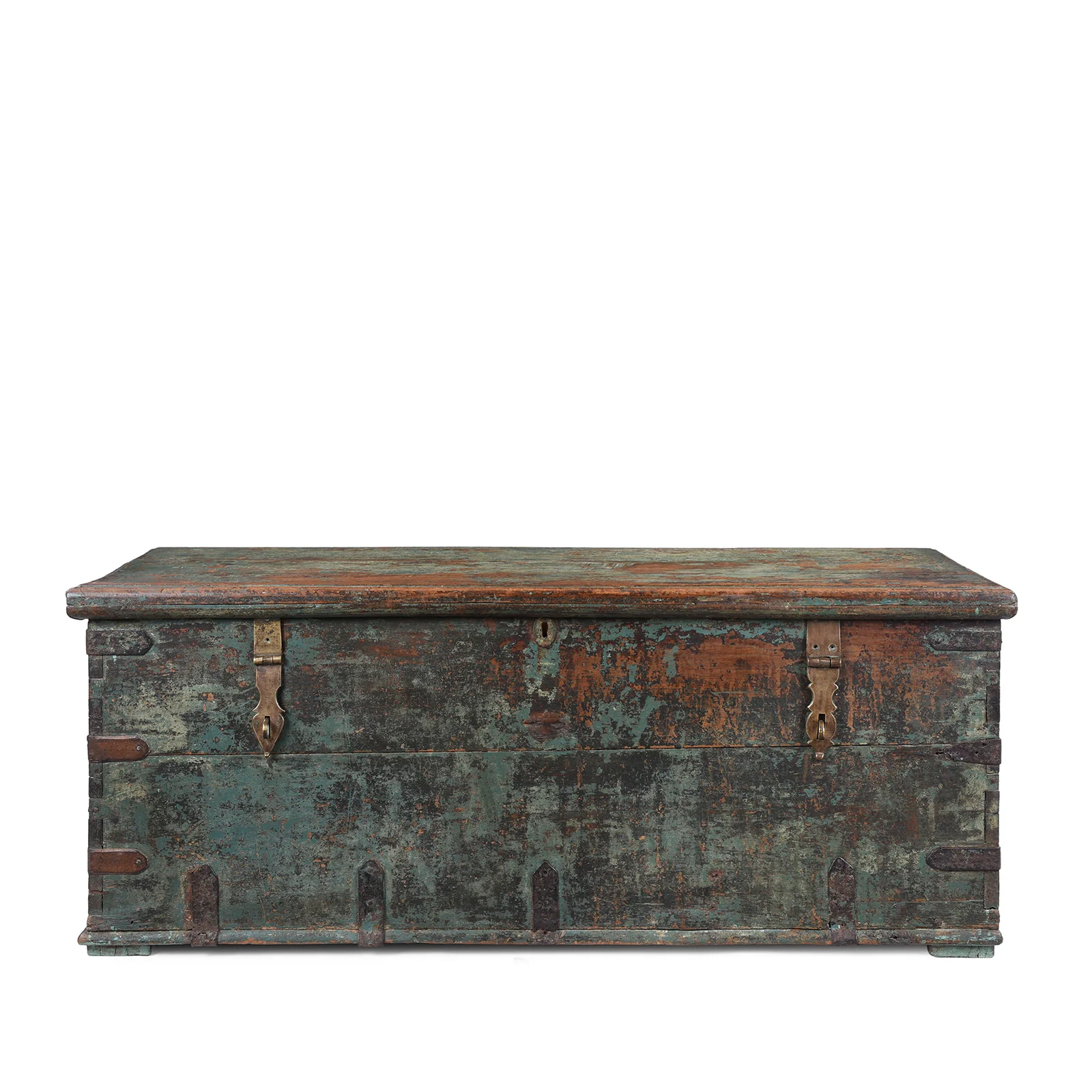 Painted Teak Chest From Gujarat - 19th Century