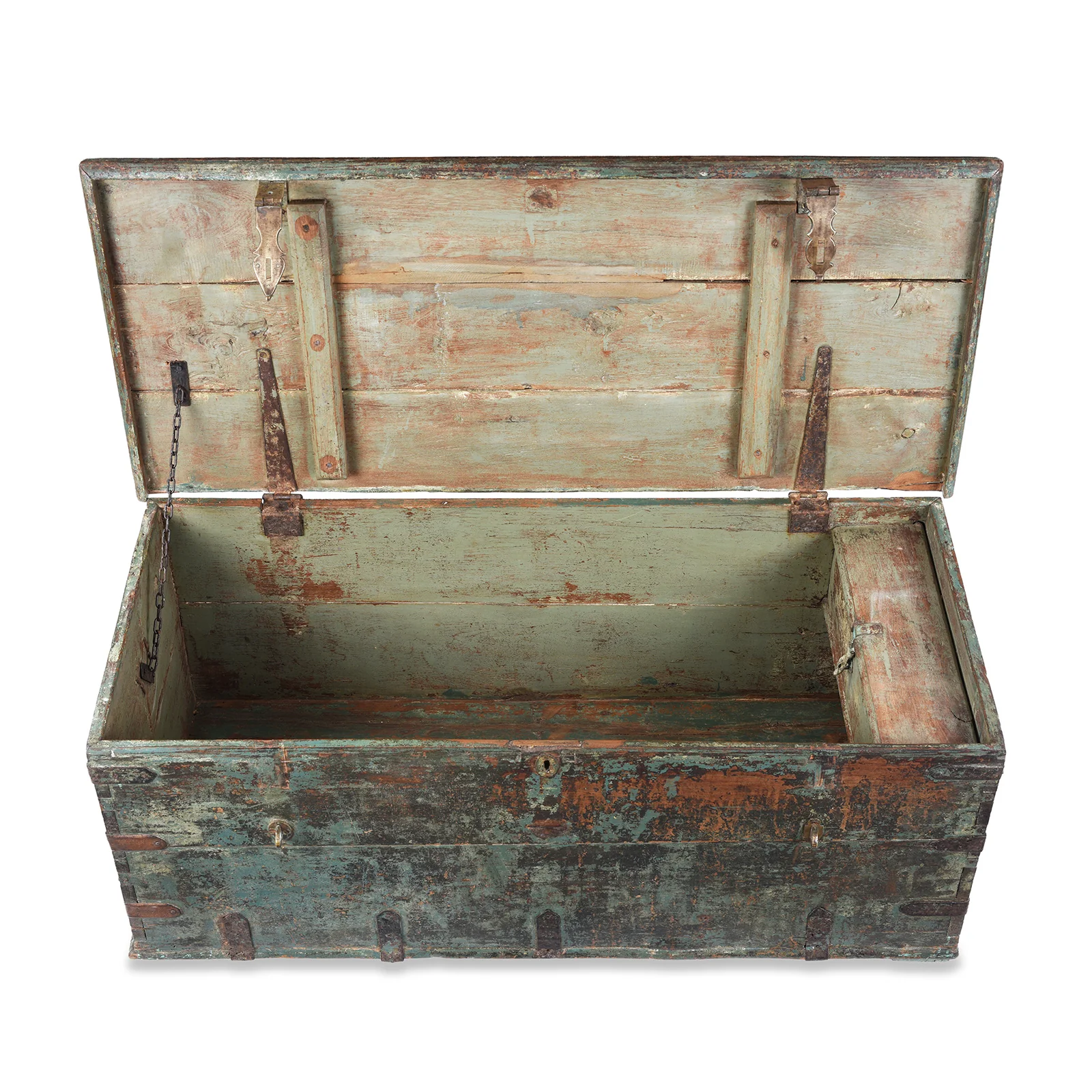 Painted Teak Chest From Gujarat - 19th Century - Image 5