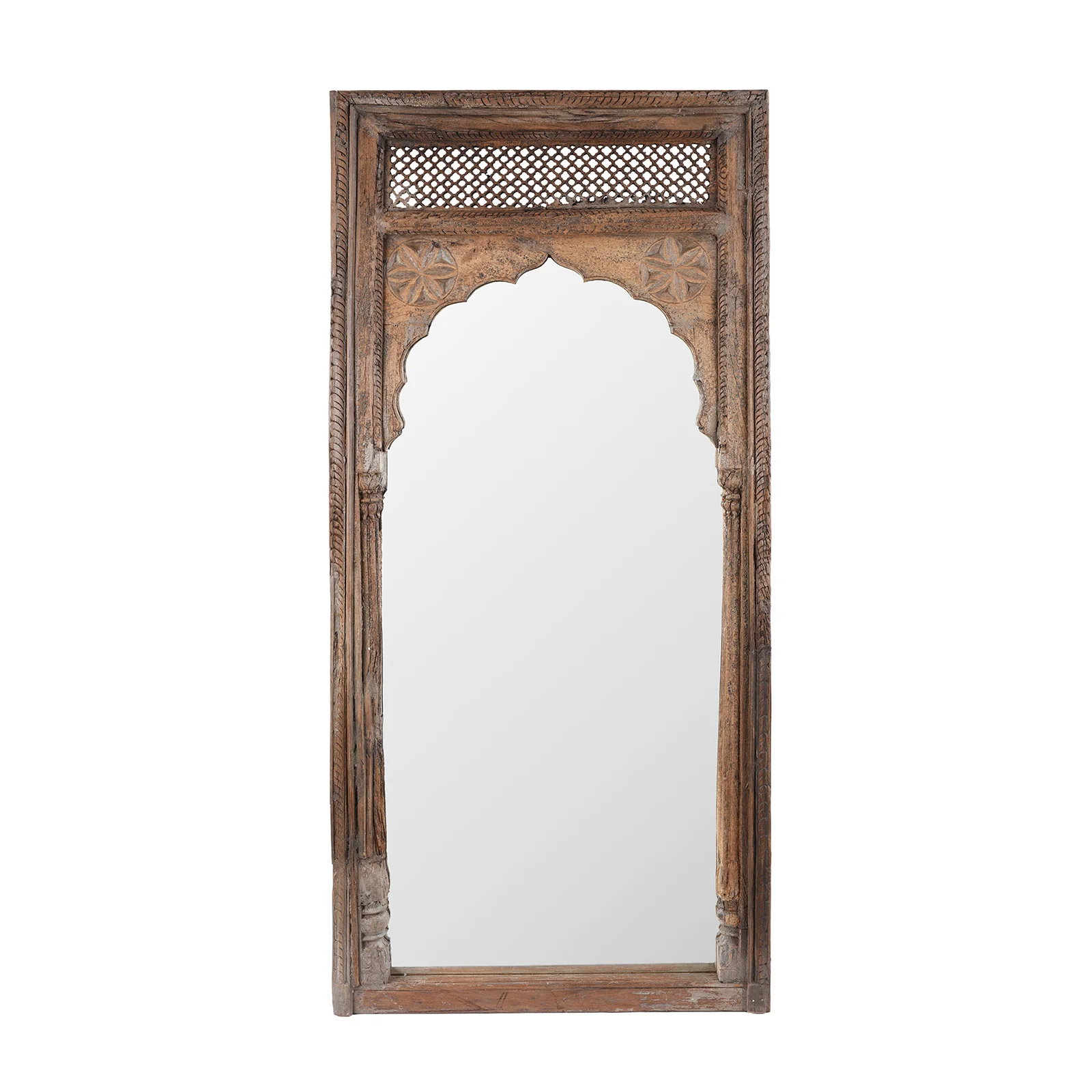 Carved Window Mirror From Madhya Pradesh - 19th Century