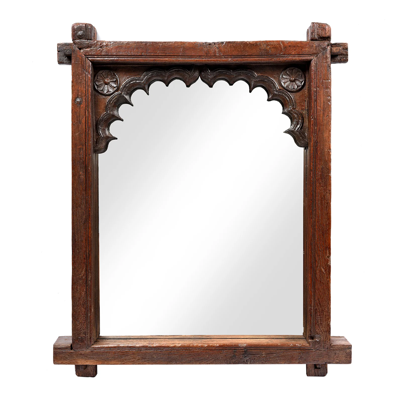 Indian Mirror Made From An Old Teak Window - 19thC (66 x 83cm)