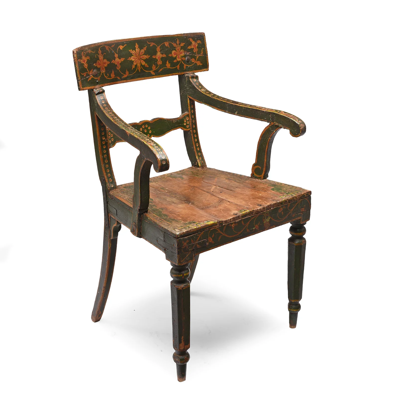 Polychrome Indian Chair From Bikaner - 19th Century