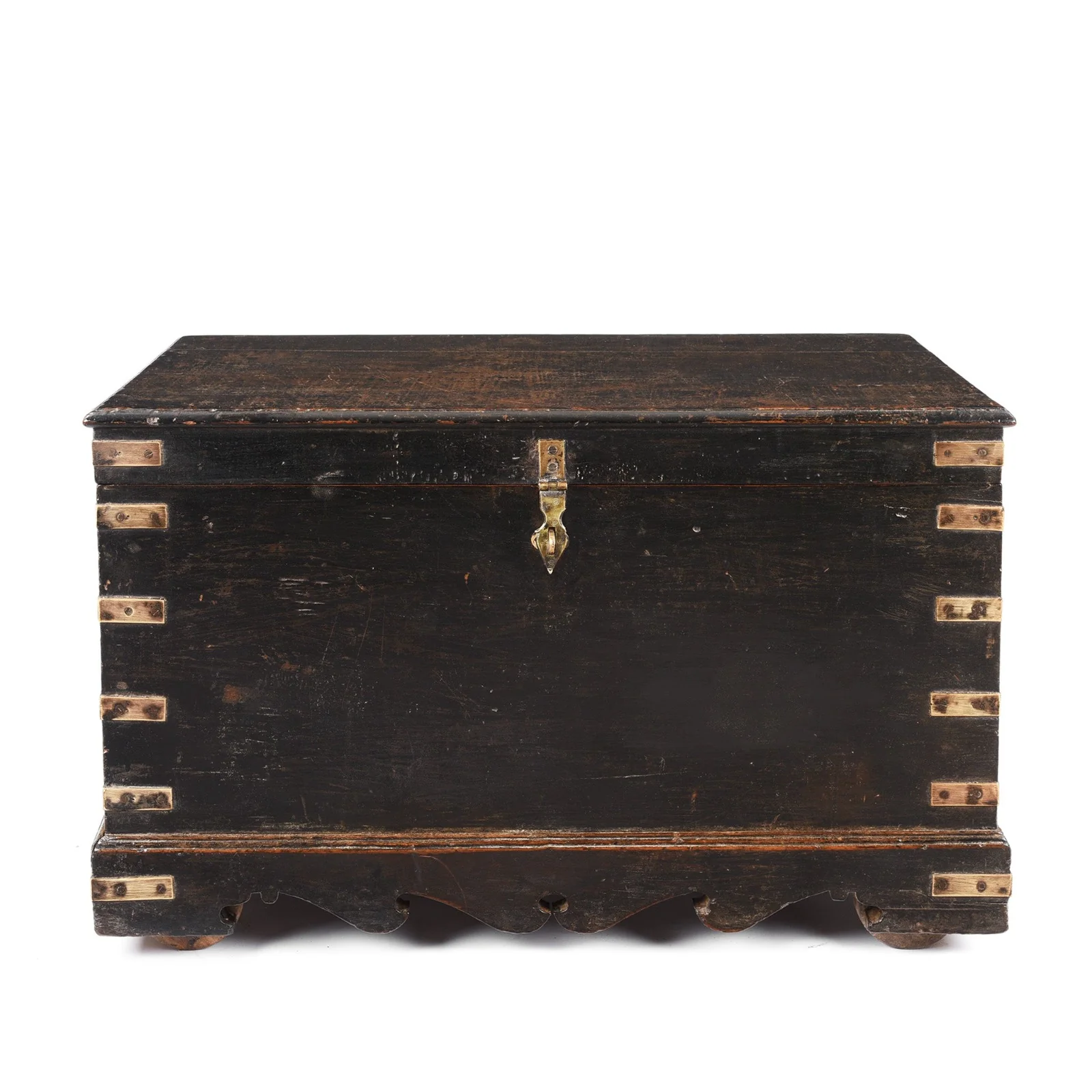 Black Painted Indian Military Chest - 19th Century