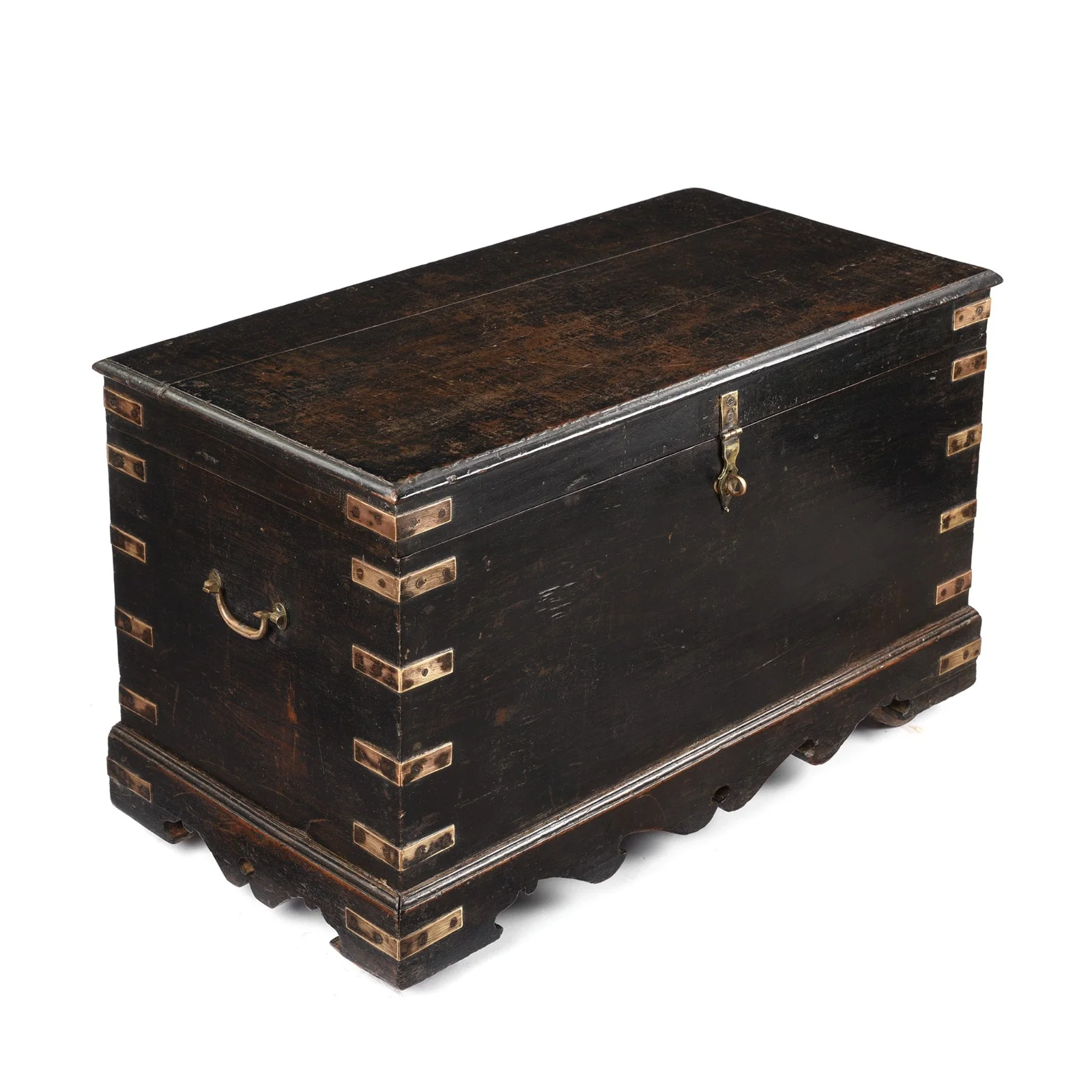 Black Painted Indian Military Chest - 19th Century - Image 2