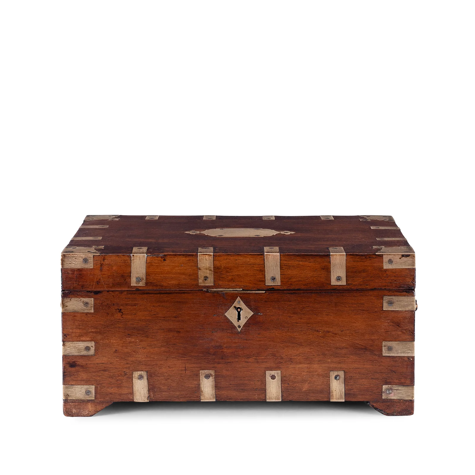 Antique Indian Brass Bound Military Chest - 19th Century