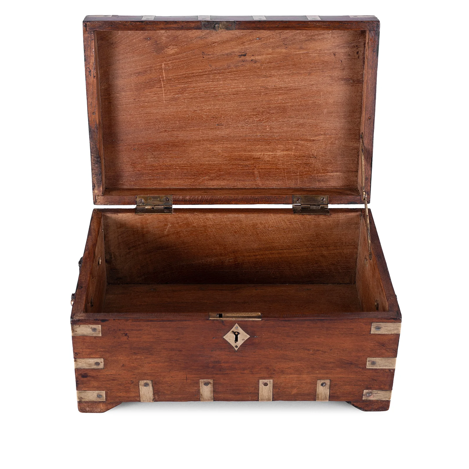 Antique Indian Brass Bound Military Chest - 19th Century - Image 3