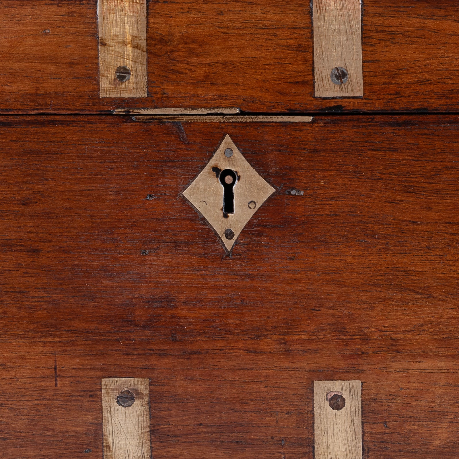 Antique Indian Brass Bound Military Chest - 19th Century - Image 5