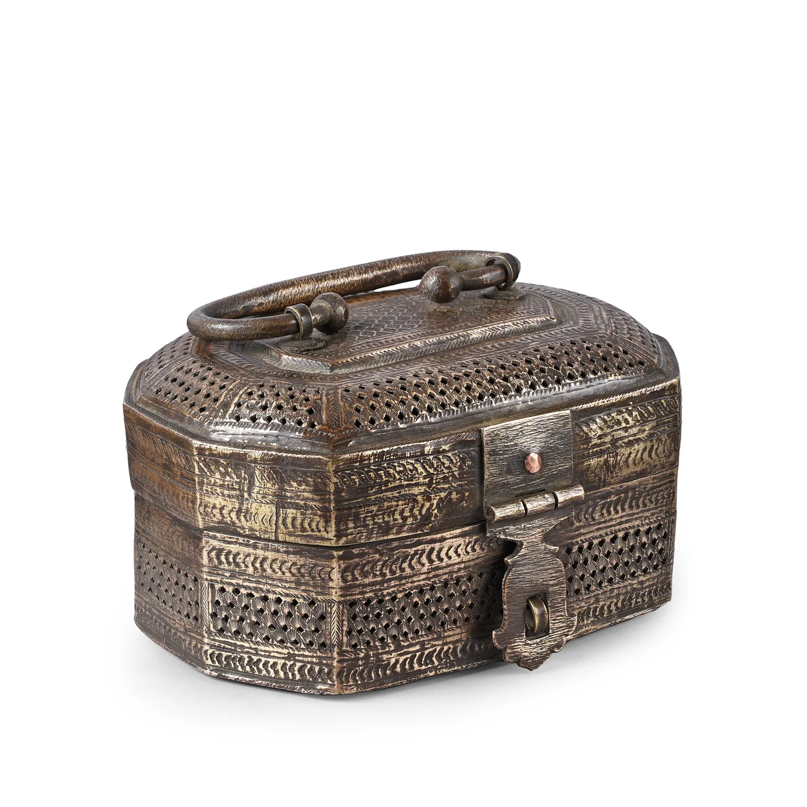 Indian Brass Jali Paan Dan Box - Circa 1910 - Image 4