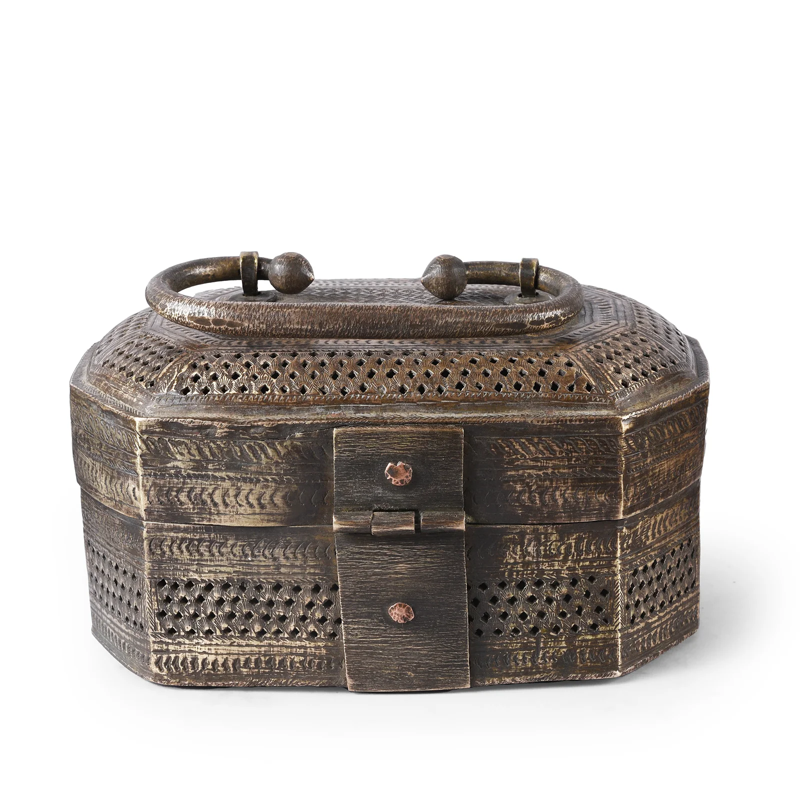 Indian Brass Jali Paan Dan Box - Circa 1910 - Image 6