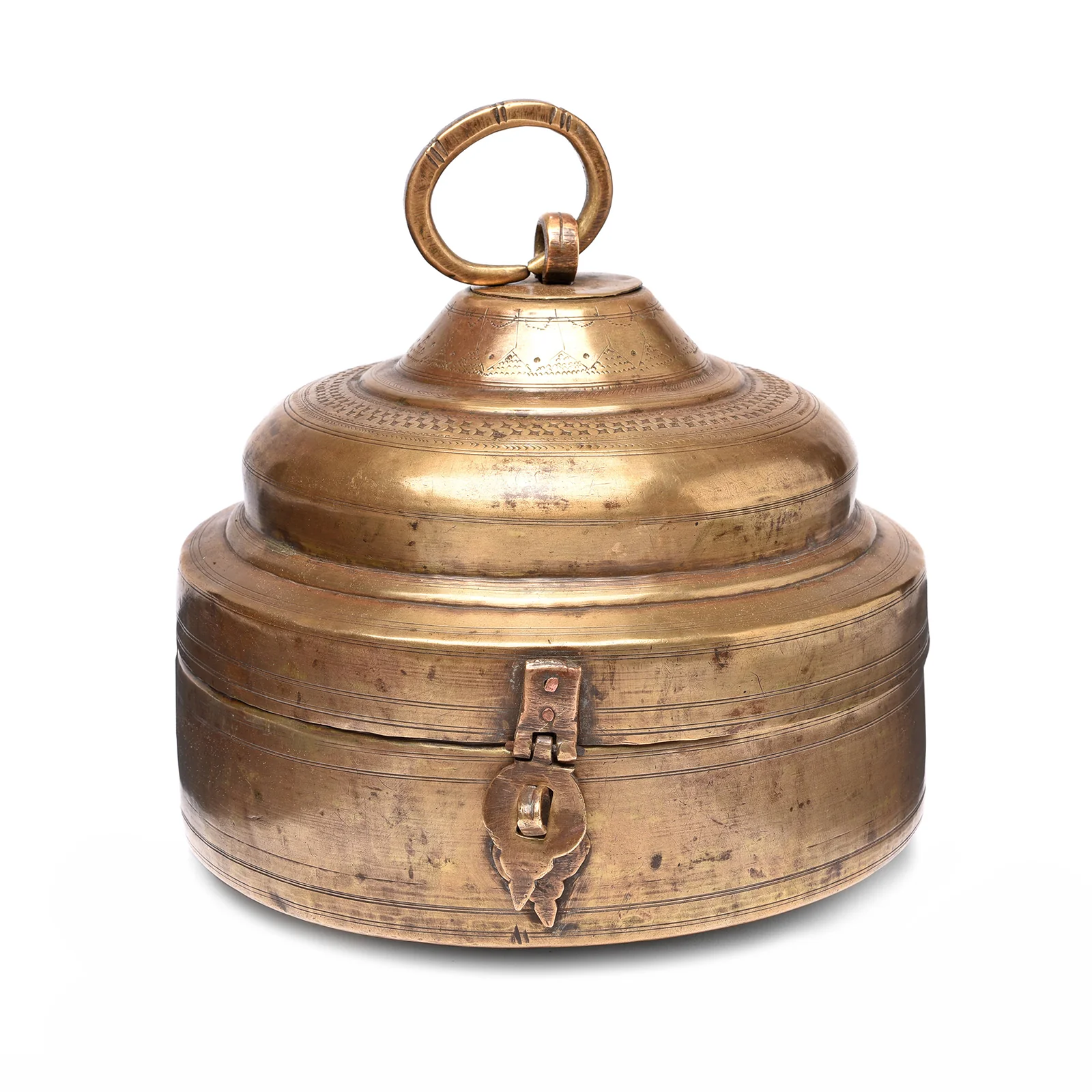 Indian Brass Paan Box From Rajasthan - Early 20thC