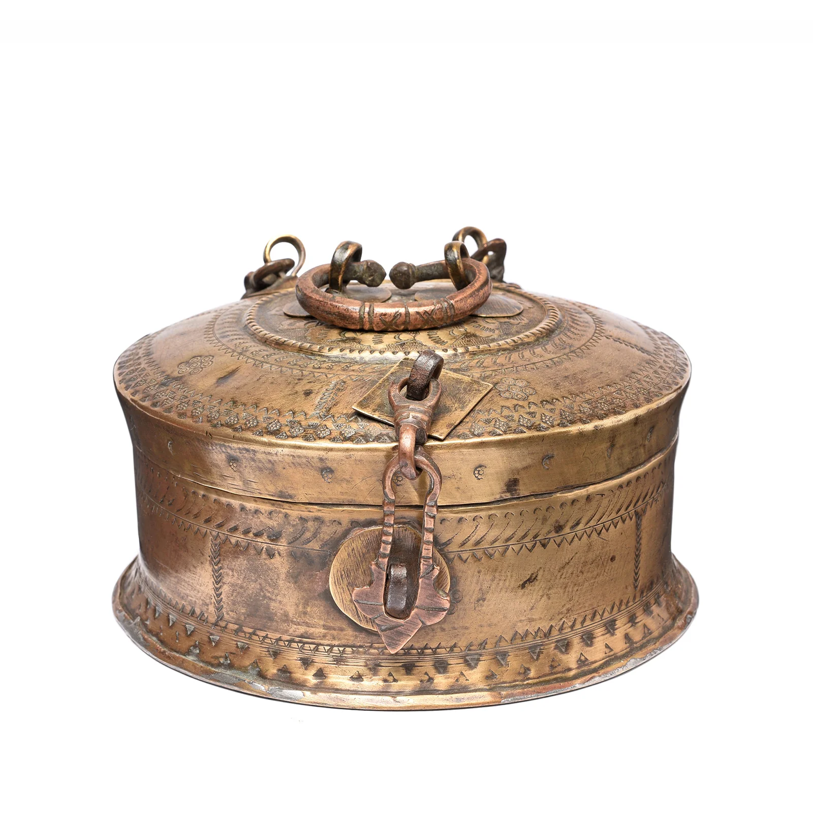 Indian Brass Paan Box From Rajasthan - Early 20thC