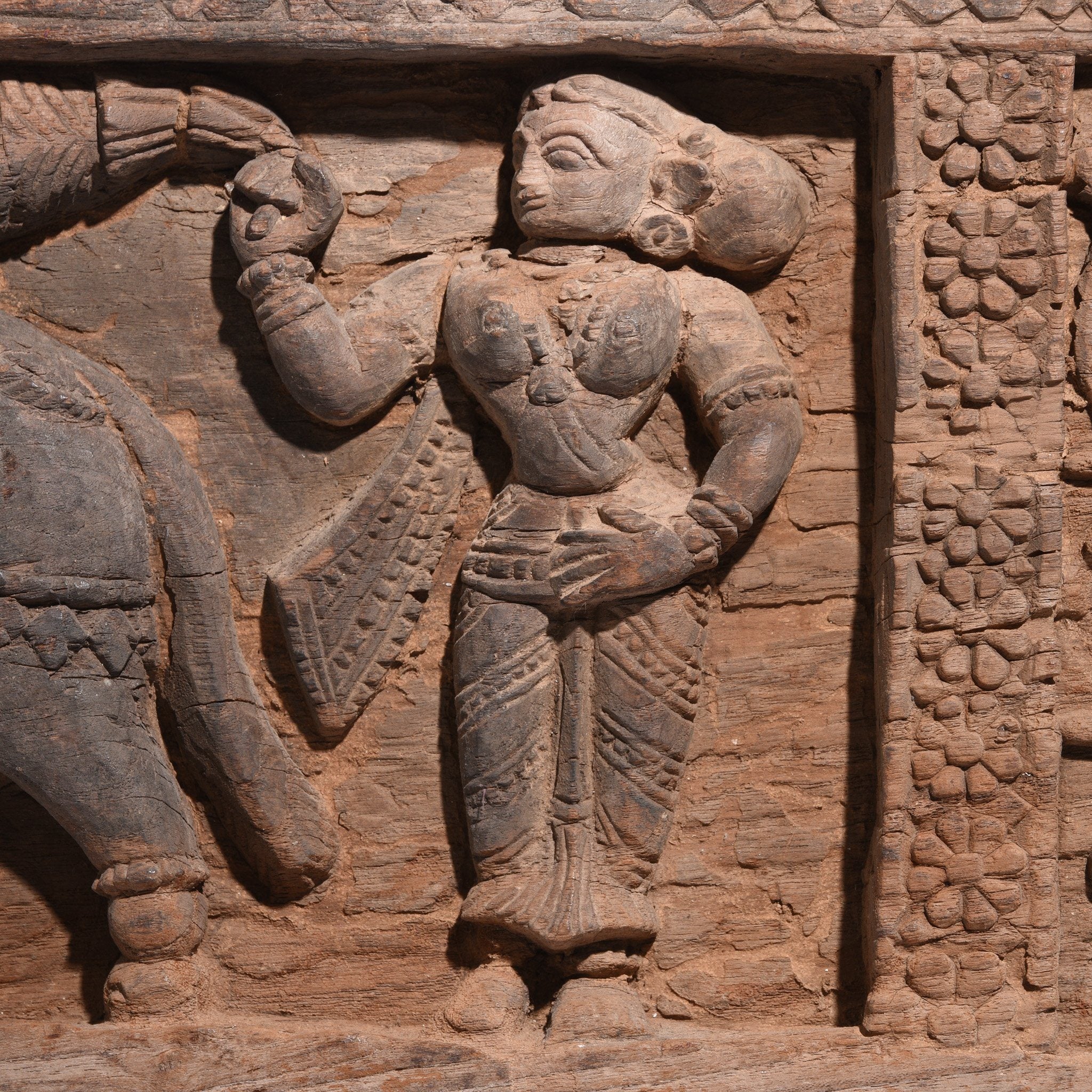 Indian Carved Gaja Lakshmi Panel - Mughal Style - 18th Century - Image 3