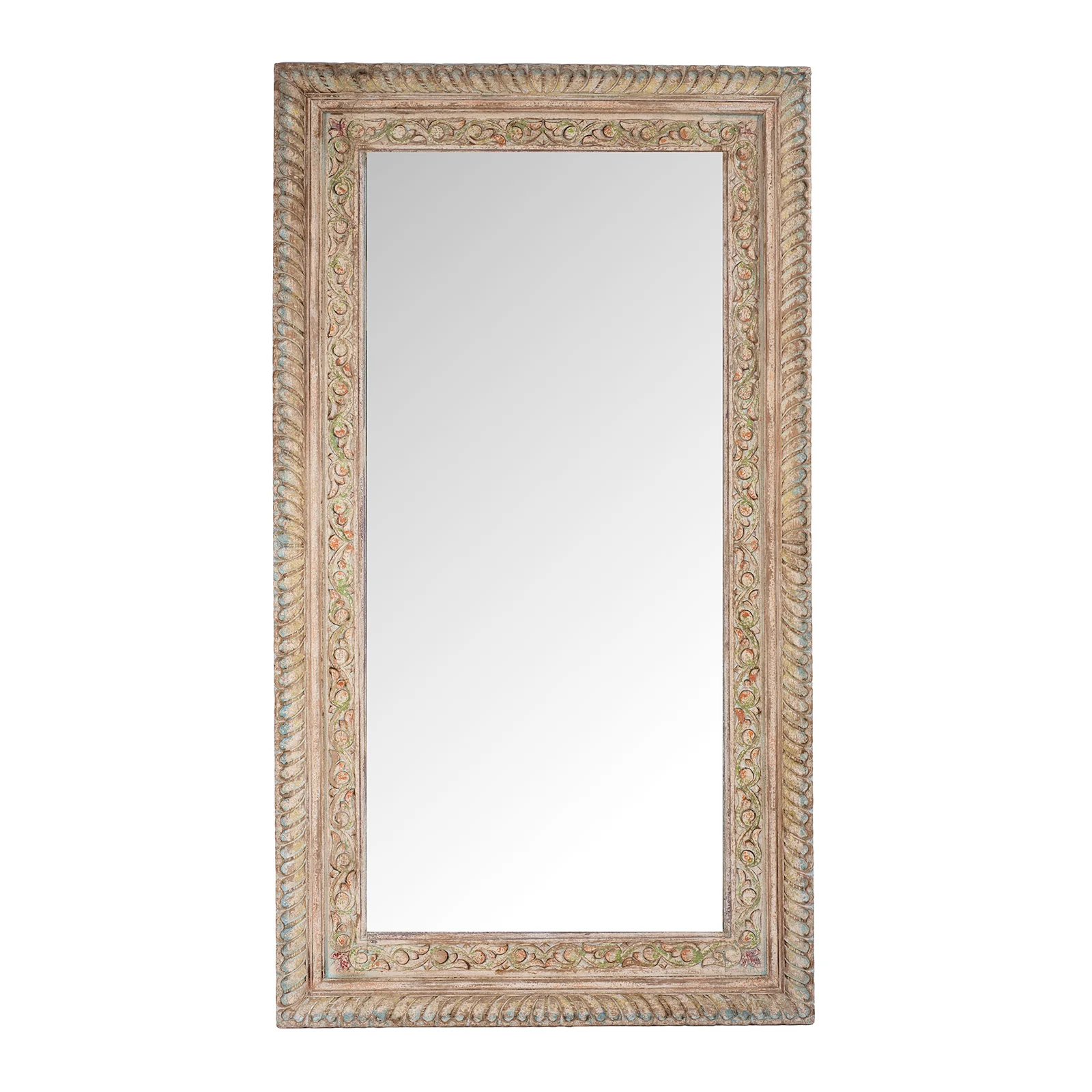 Carved Large Mirror - Painted Mango Wood