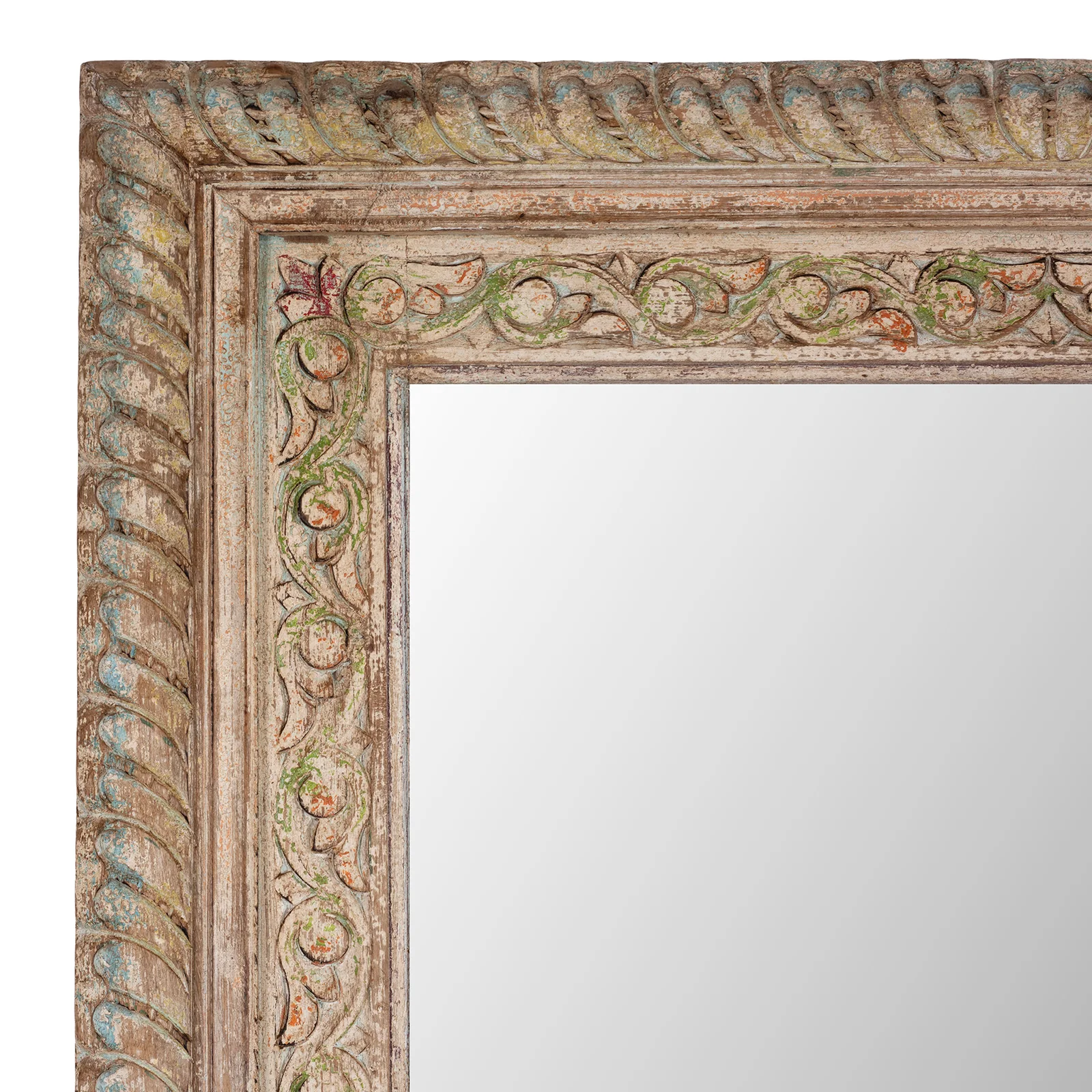 Carved Large Mirror - Painted Mango Wood - Image 4