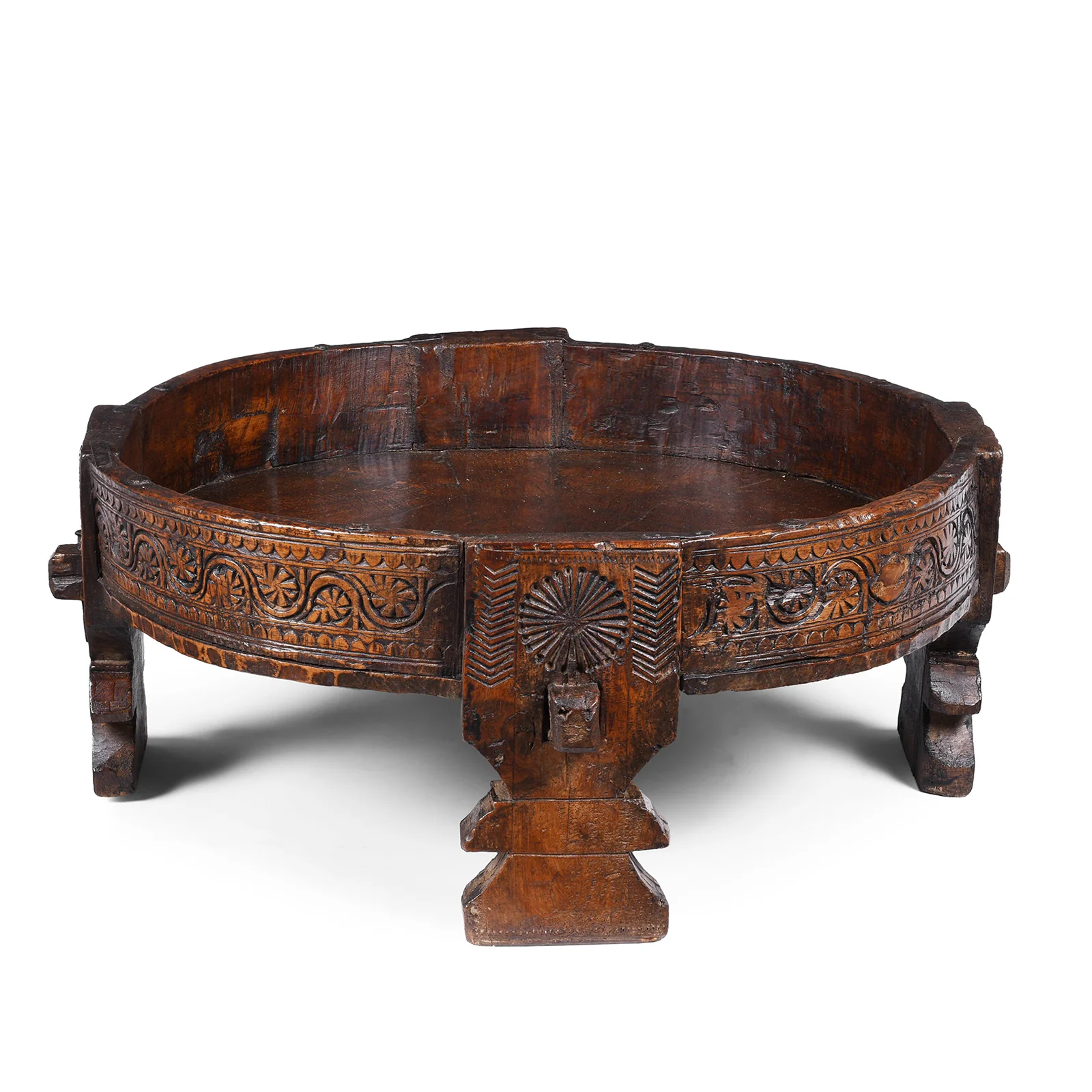Indian Chakki Coffee Table - Teak Rice Mill - 19th Century - Image 3