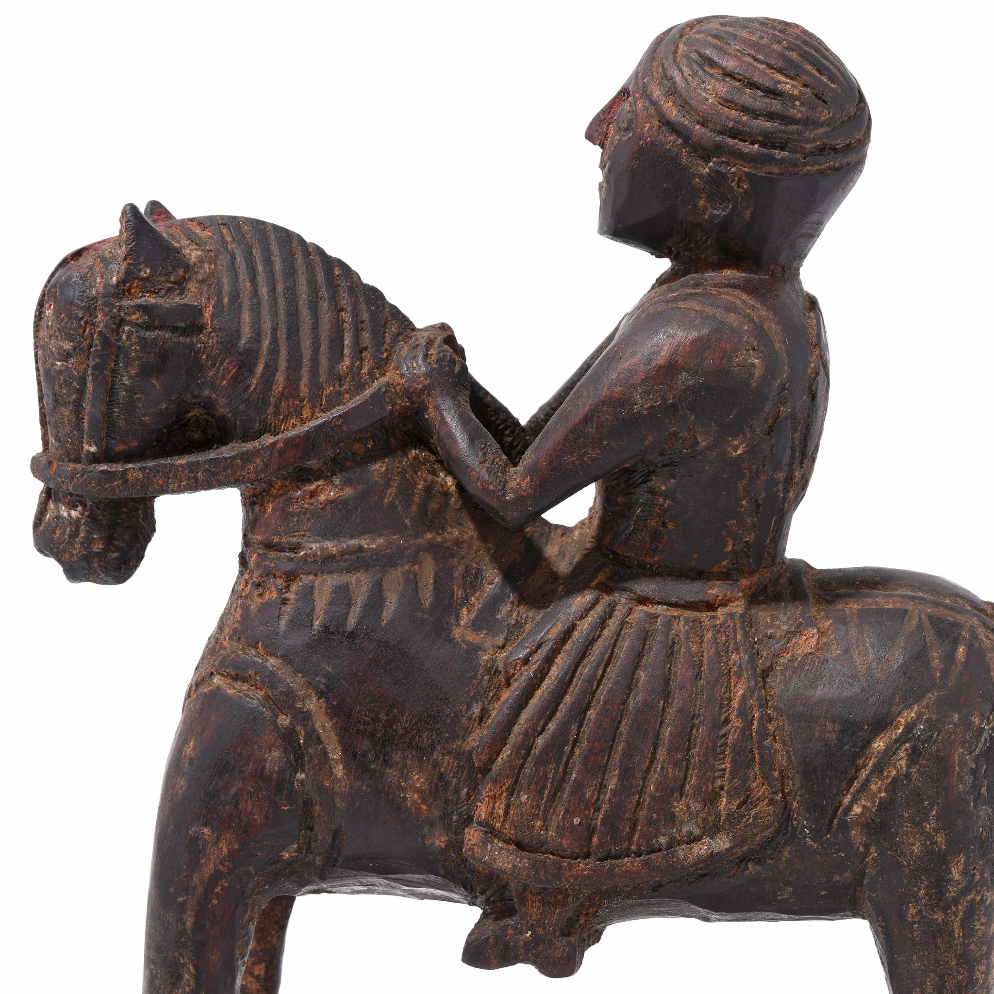 Indian Chip Carved Horseman Figurine From Kutch - 19thC - Image 4