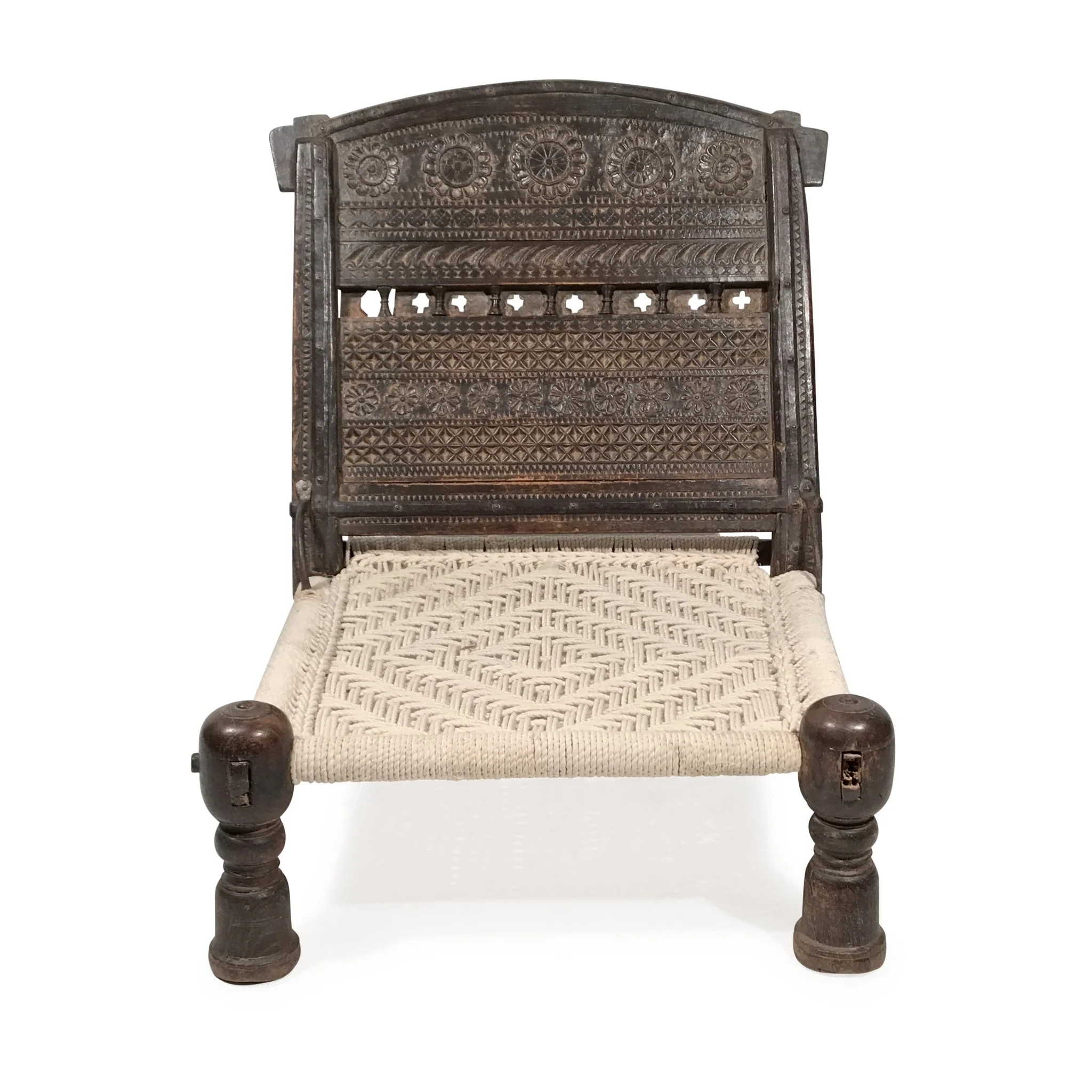 Chip Carved Low Chair From Rajasthan    - 19thC - Image 4