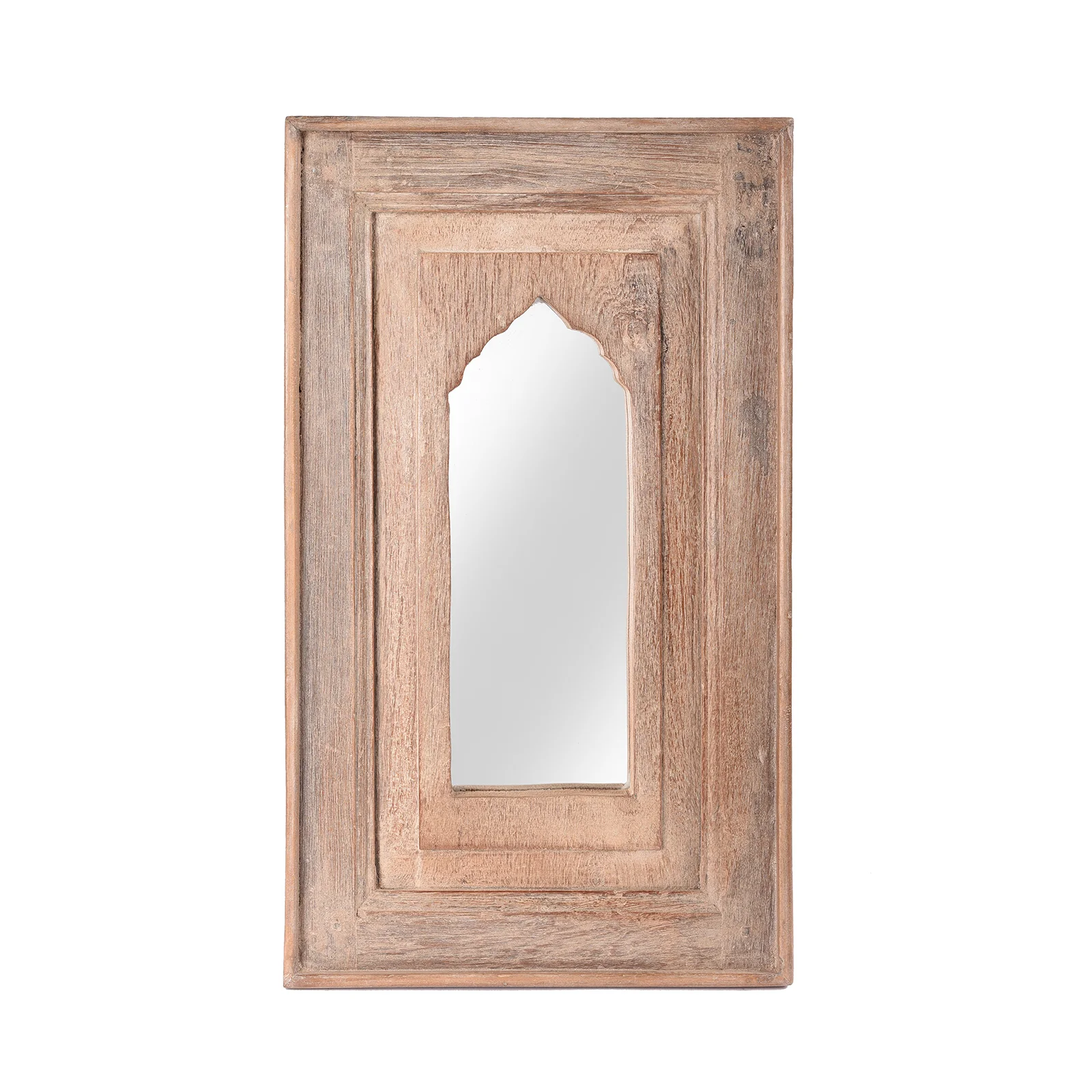 Indian Mihrab Mirror Made From An Old Teak Panel (35 x 60cm)