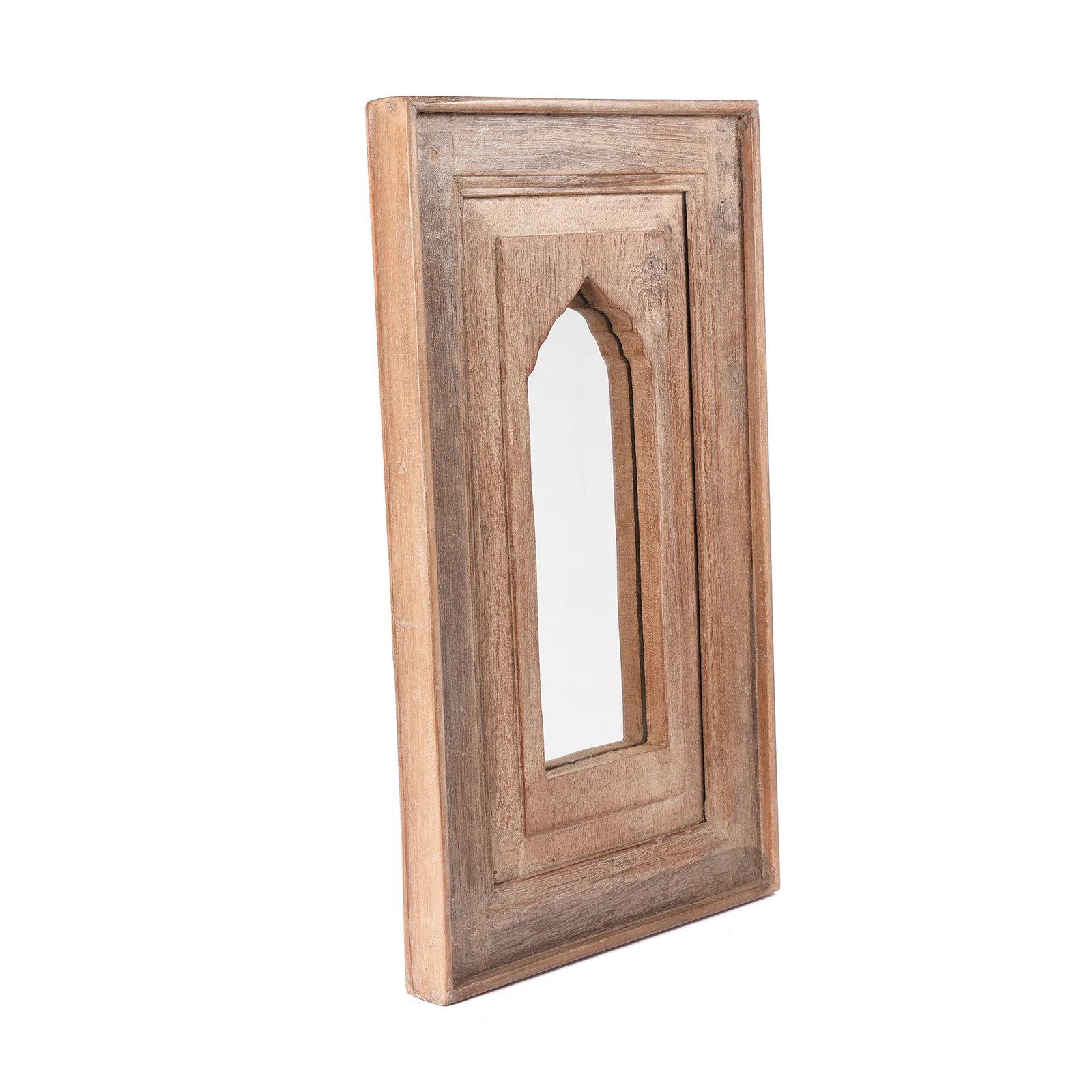 Indian Mihrab Mirror Made From An Old Teak Panel (35 x 60cm) - Image 2