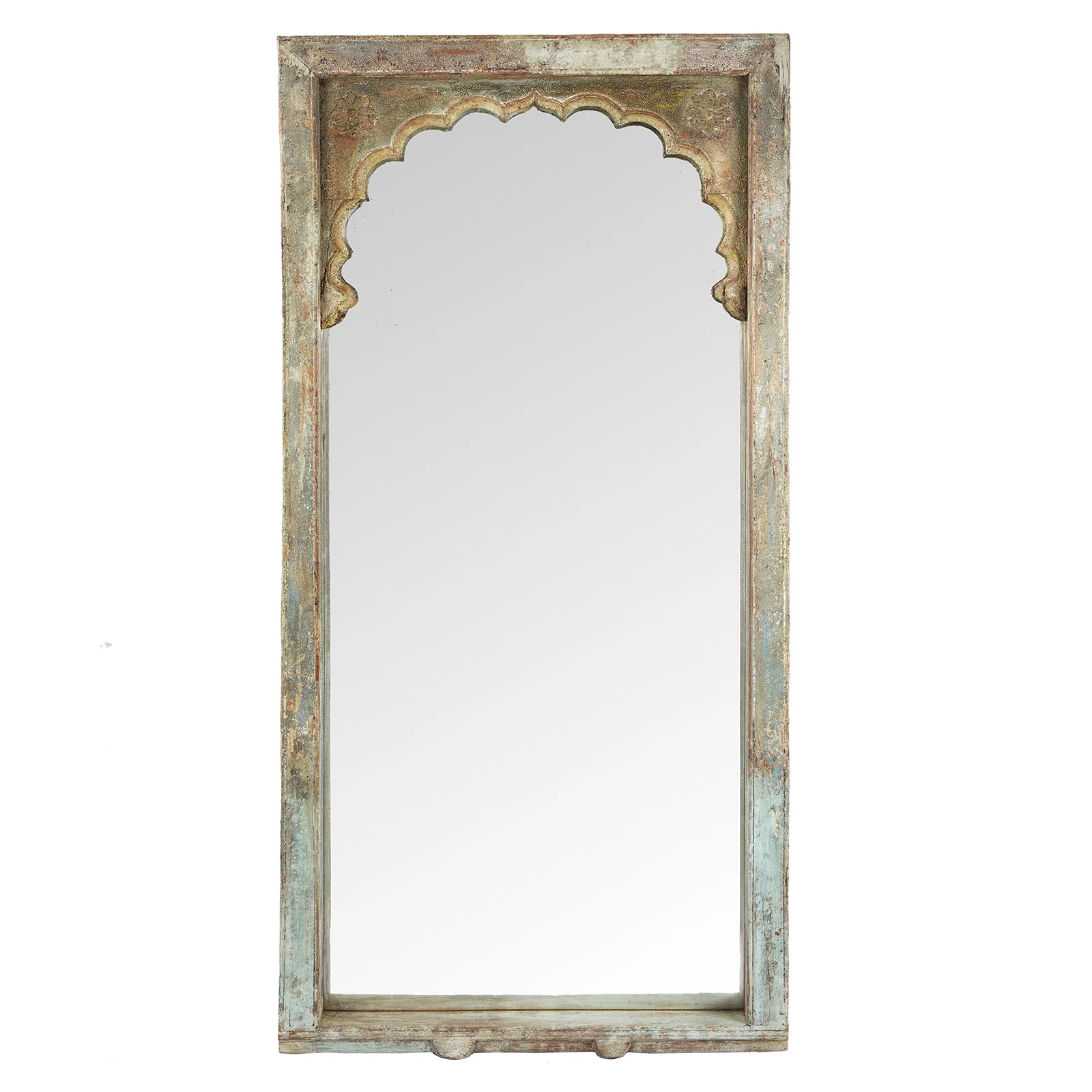 Indian Mirror Made From An Old Teak Window - 19th Century