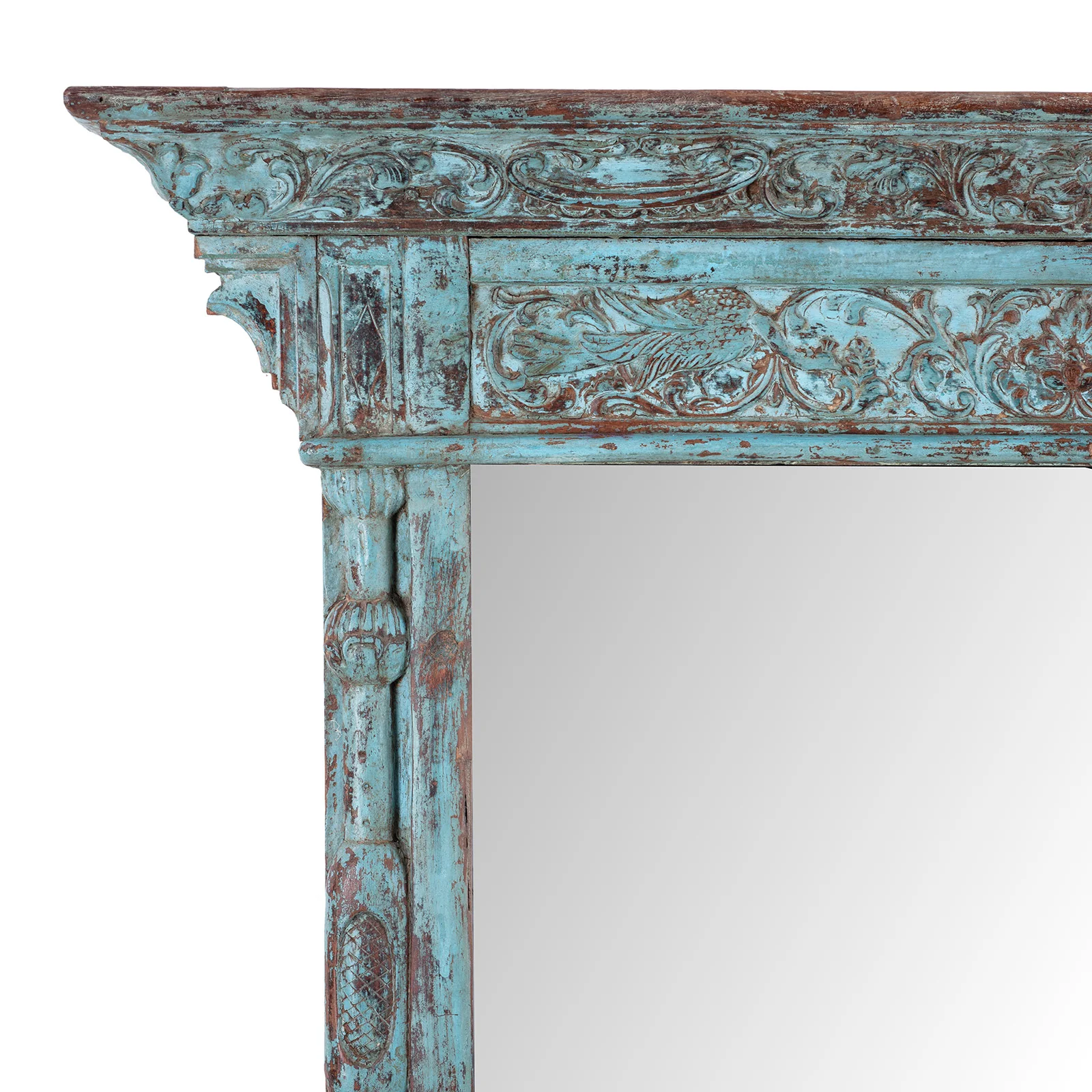 Painted Mirror Made From An Old Teak Window - 19th Century - Image 2