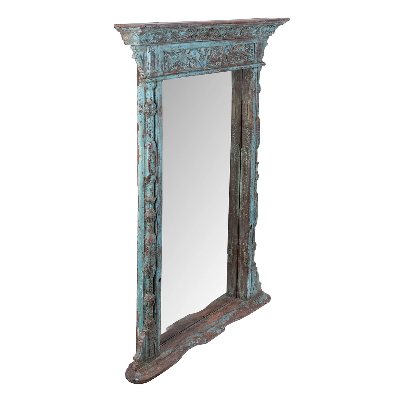 Painted Mirror Made From An Old Teak Window - 19th Century - Image 3