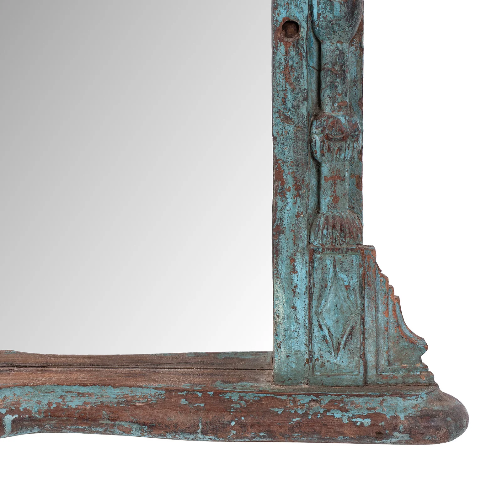 Painted Mirror Made From An Old Teak Window - 19th Century - Image 5