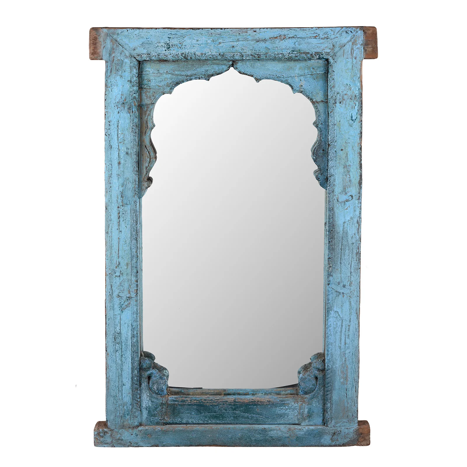 Blue Painted Indian Mihrab Mirror