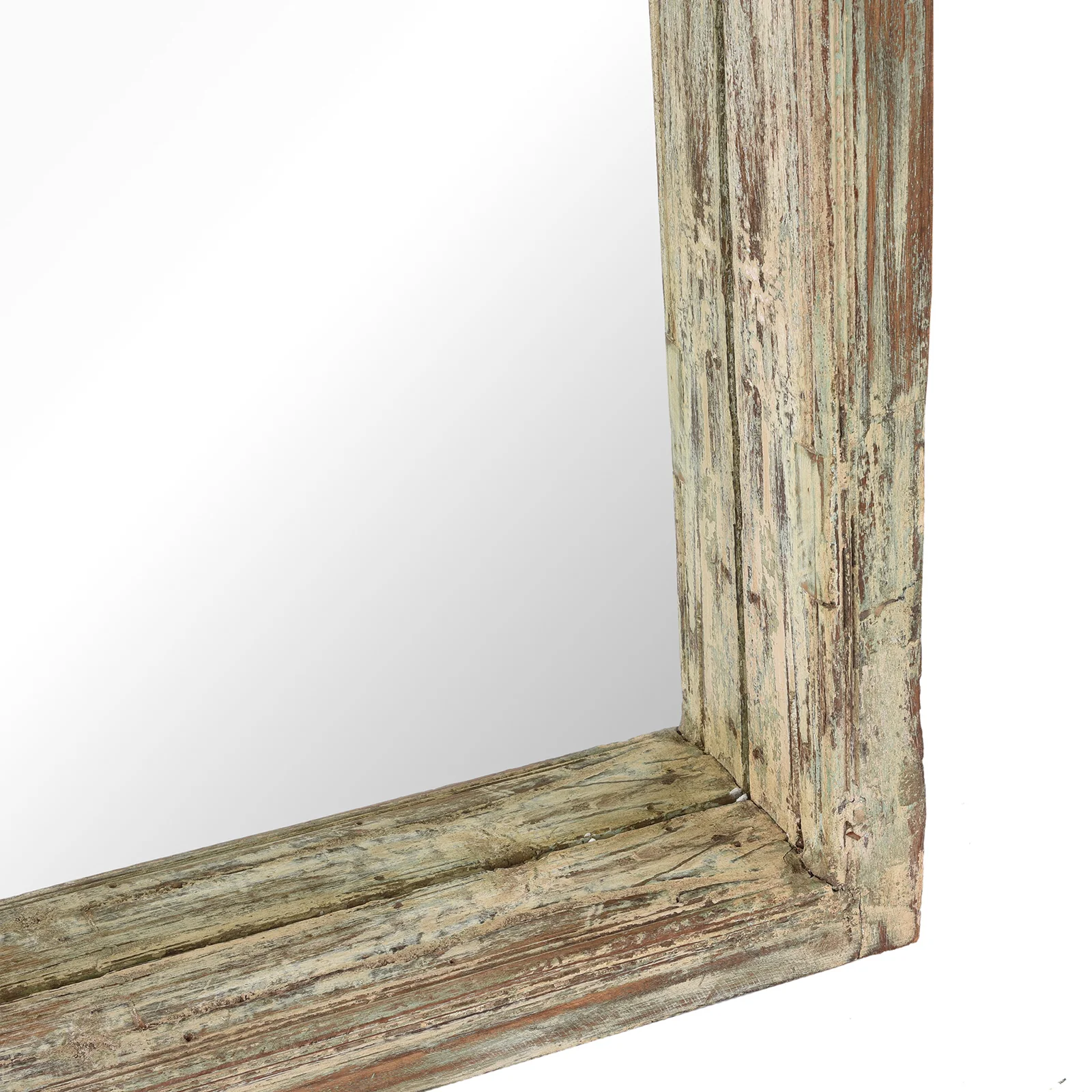 Painted Indian Mirror Made From An Old Teak Window - 19th Century - Image 5