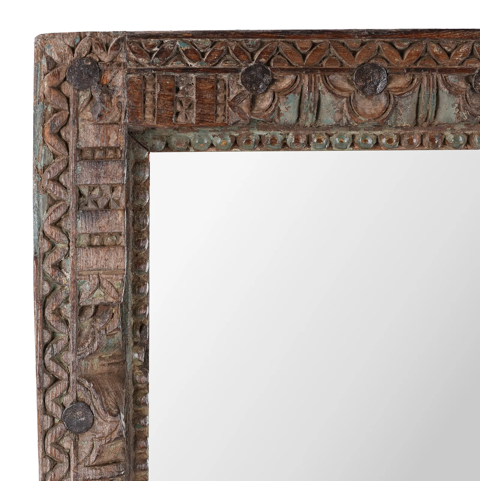 Indian Mirror Made from Old Architectural Teak - Image 2