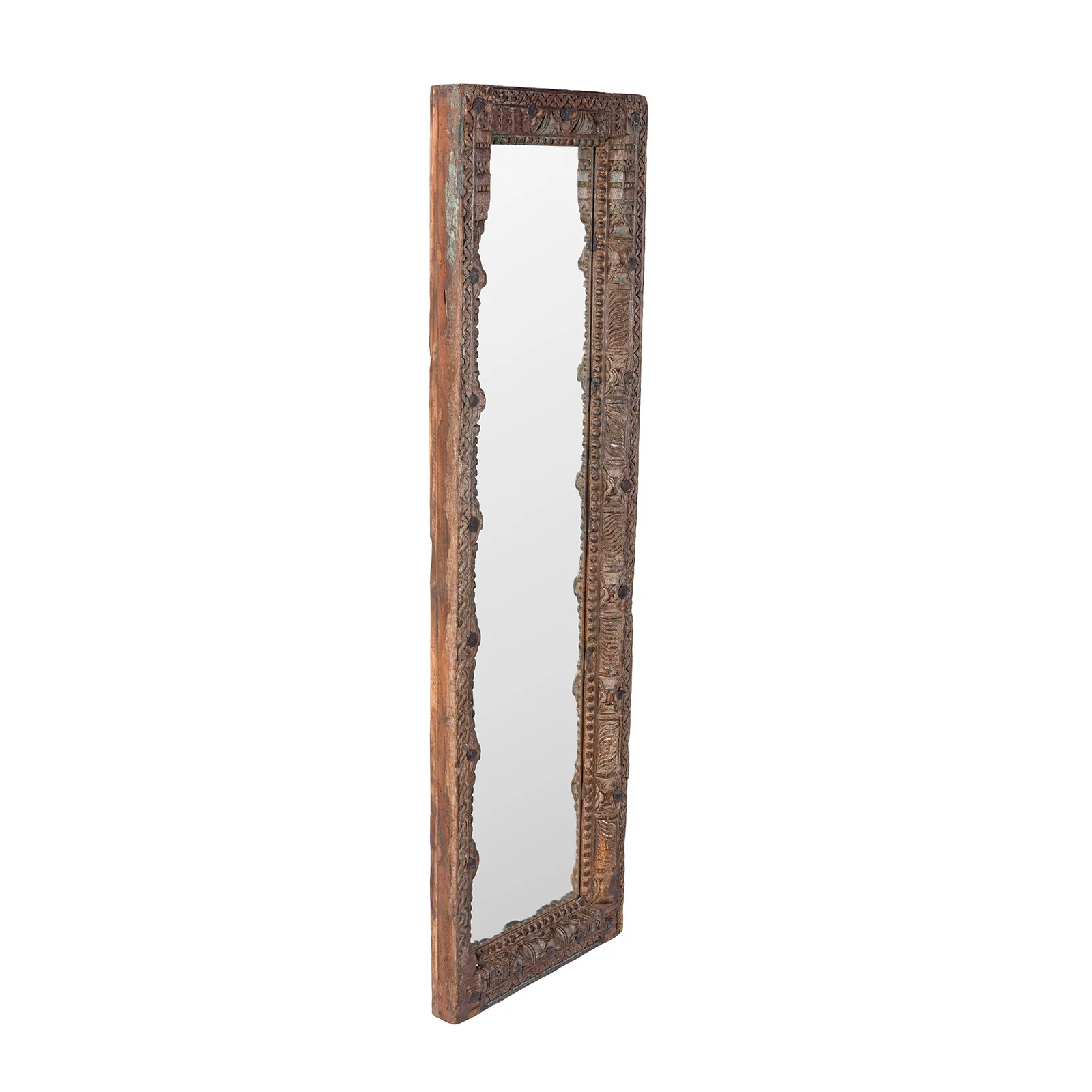 Indian Mirror Made from Old Architectural Teak - Image 3