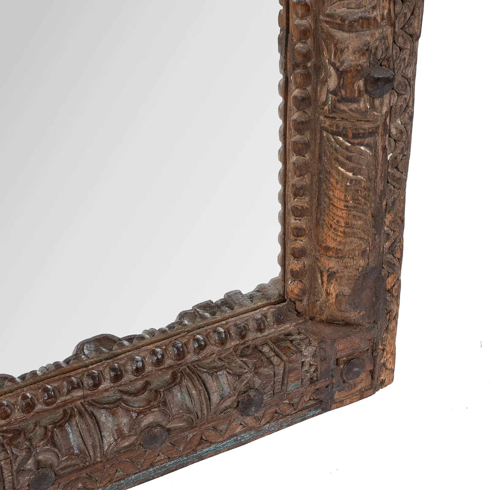 Indian Mirror Made from Old Architectural Teak - Image 4