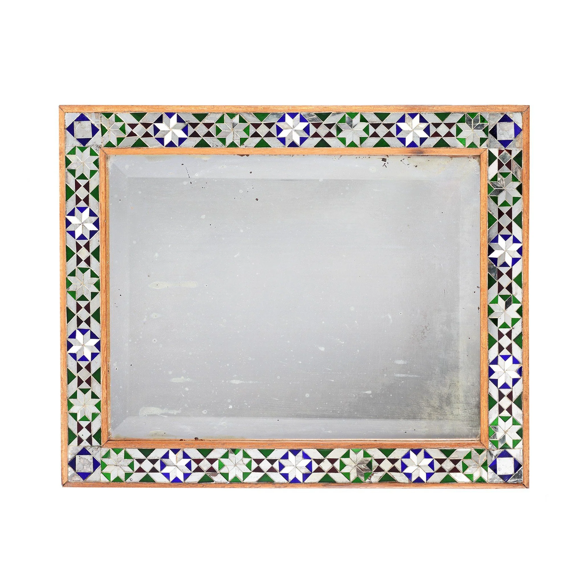 Indian Mosaic Glass Mirror - Ca 1920 - Image 2